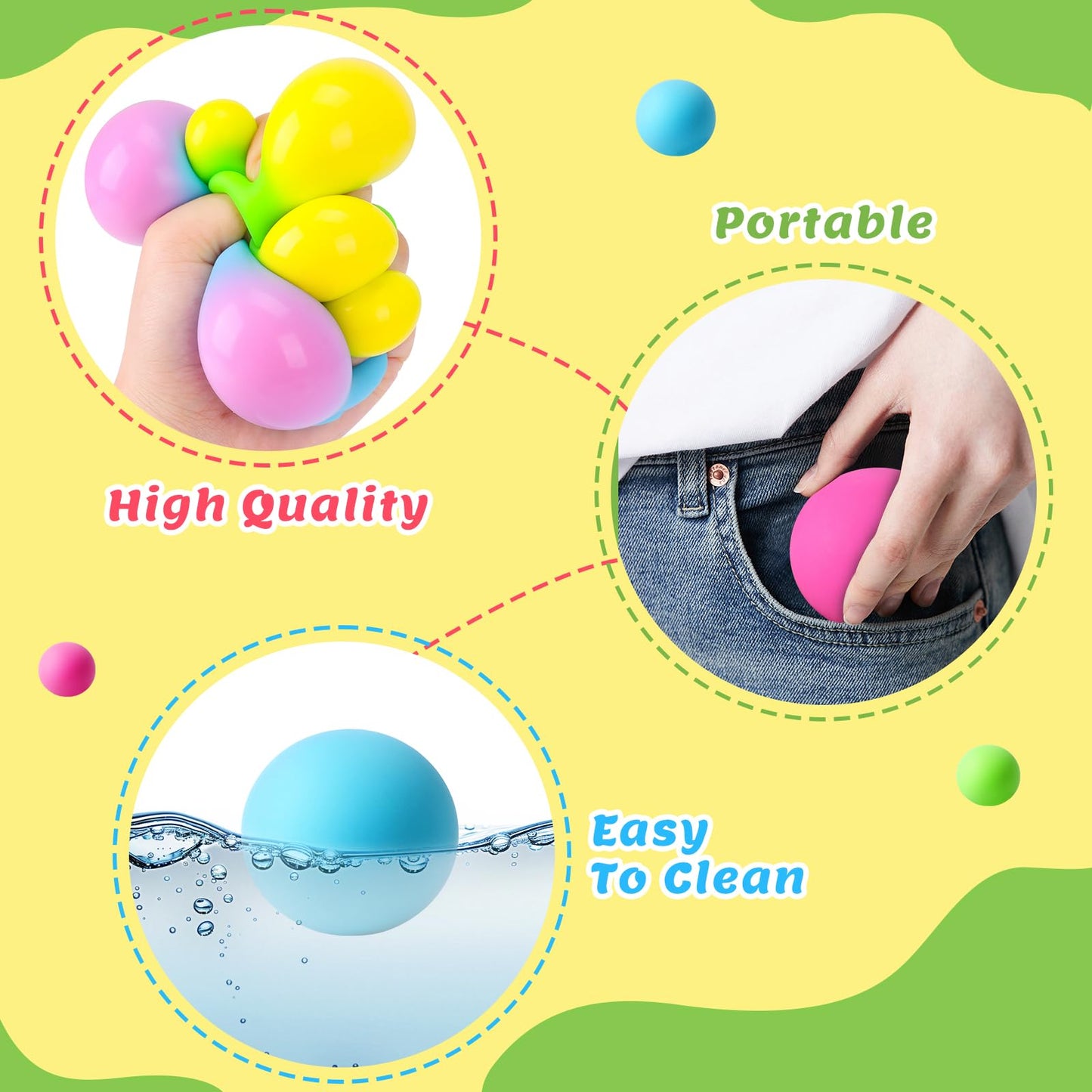 BESNEL Stress Balls 4 Pack — Color-Changing Fidget Toys for Anxiety Relief | Classroom Prizes