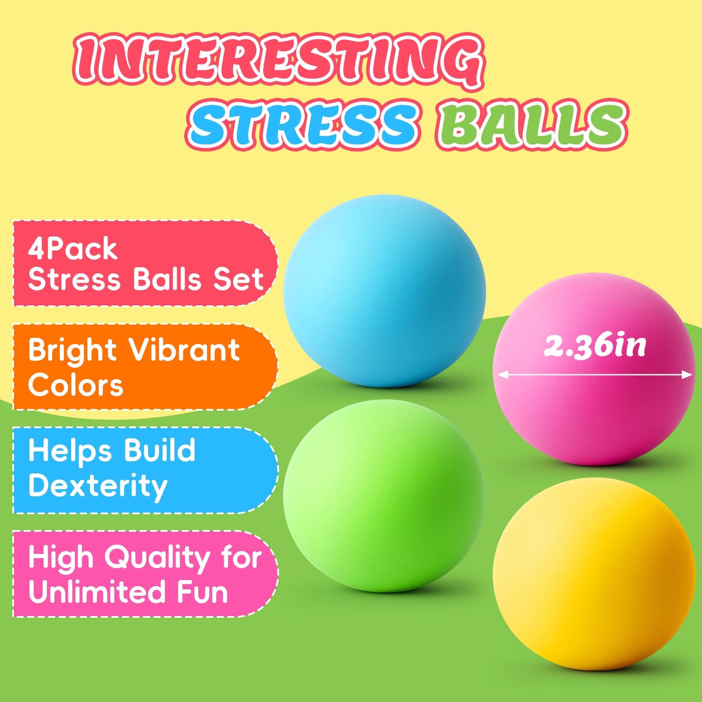 BESNEL Stress Balls 4 Pack — Color-Changing Fidget Toys for Anxiety Relief | Classroom Prizes