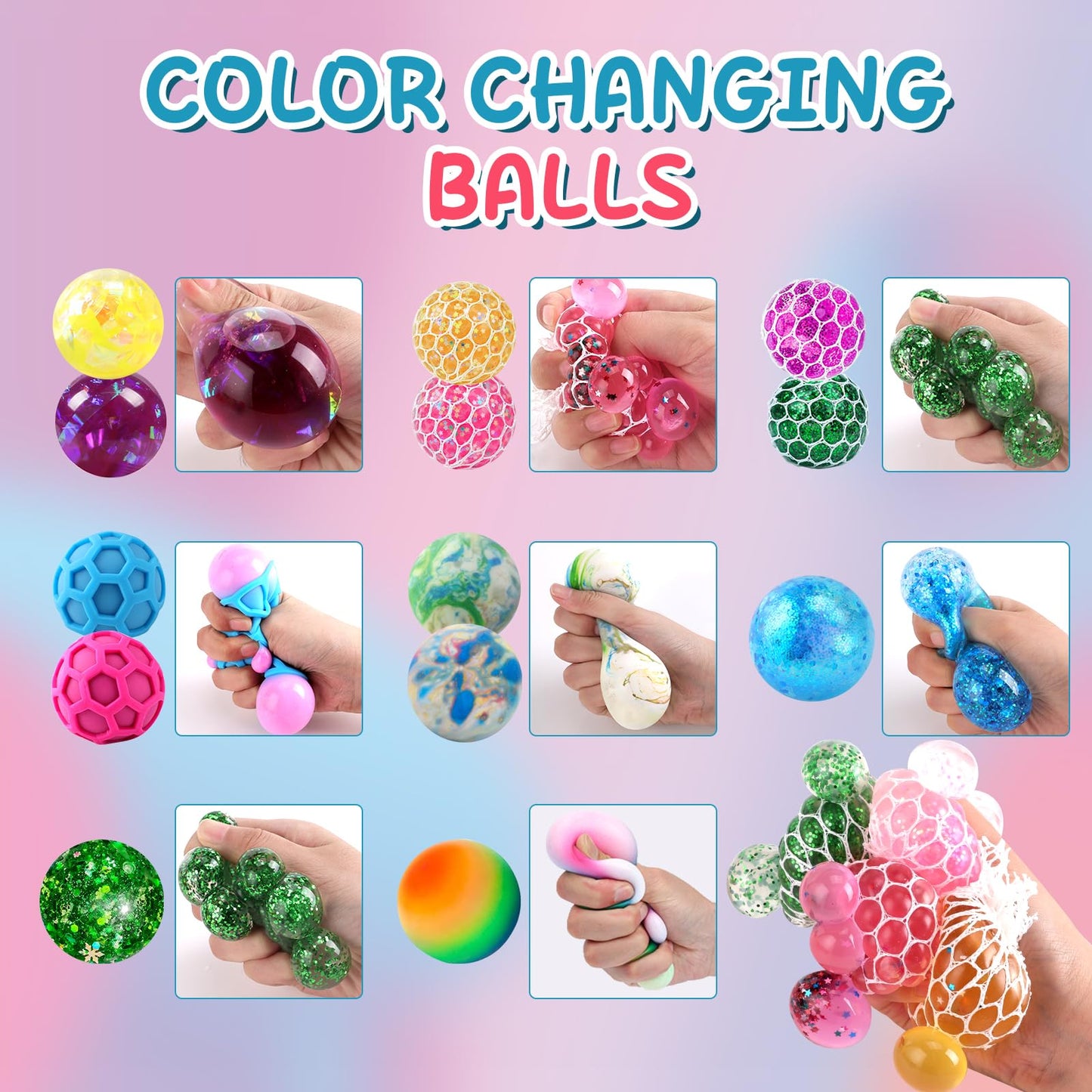 BESNEL 54 Pack Stress Balls – Colorful Squishy Fidget Toys & Party Favors