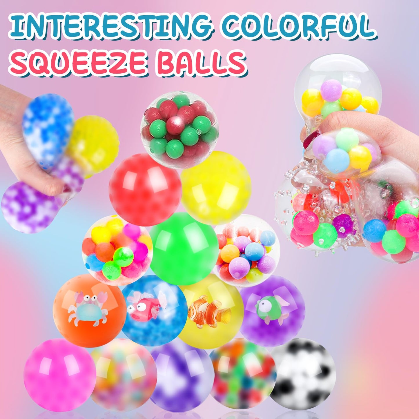 BESNEL 54 Pack Stress Balls – Colorful Squishy Fidget Toys & Party Favors