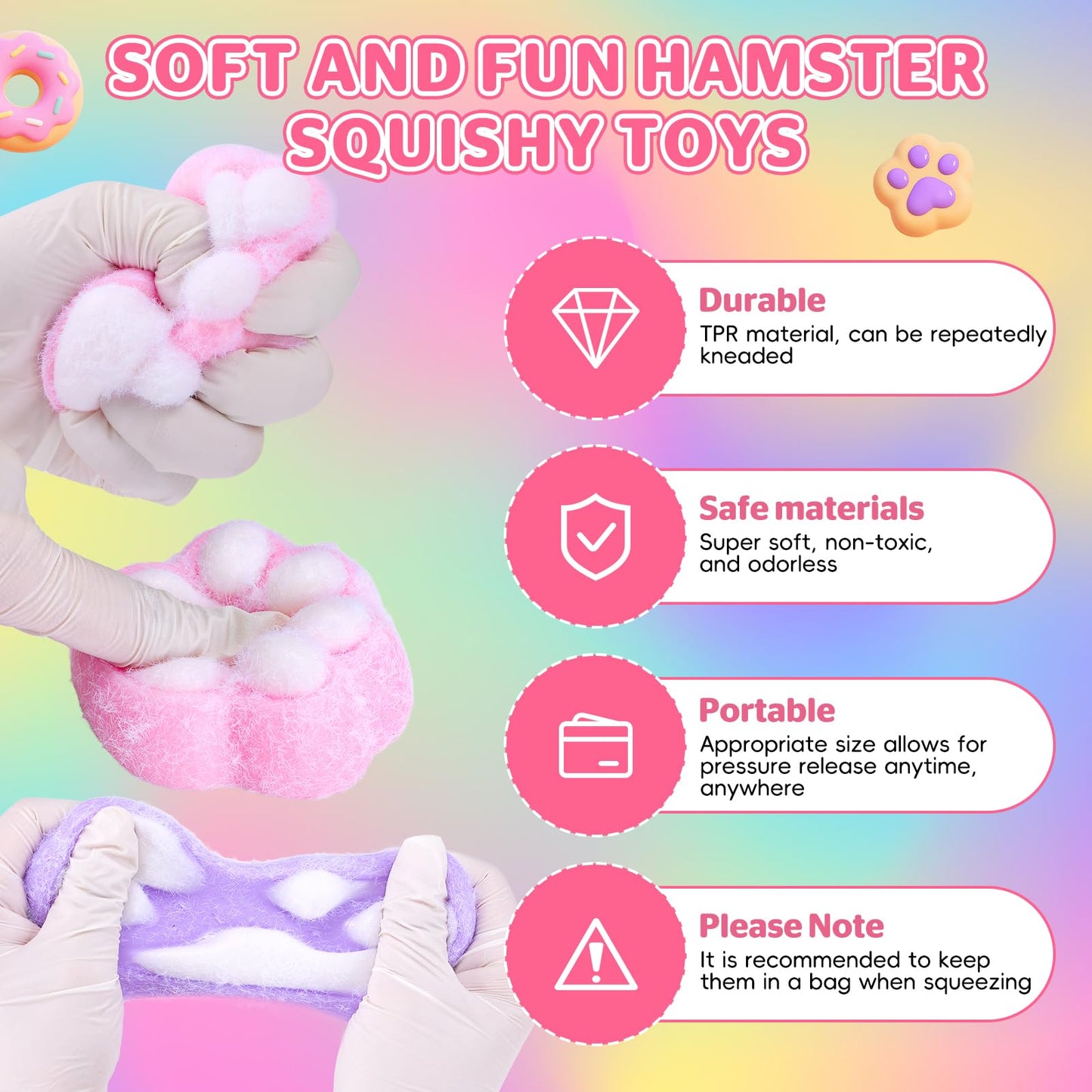 BESNEL 4pcs Taba Squishy Paw Toys – Cute Cat Paw Fidget Set for Focus and Stress Relief