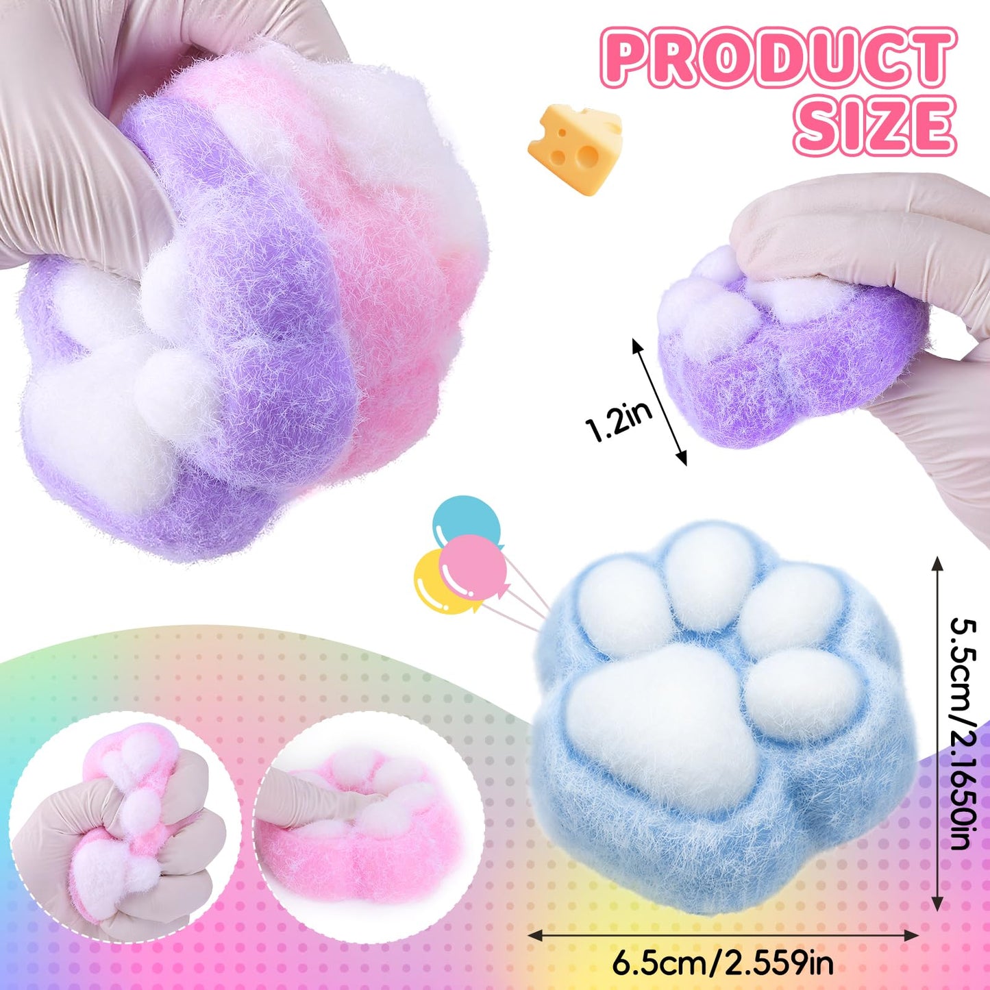 BESNEL 4pcs Taba Squishy Paw Toys – Cute Cat Paw Fidget Set for Focus and Stress Relief