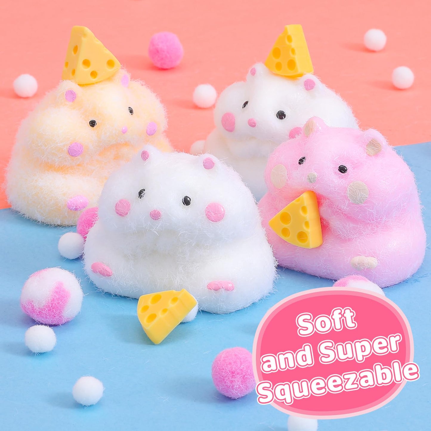 BESNEL 4pcs Taba Squishy Hamster Toys – Soft Fidget Hamsters for Stress Relief and Focus
