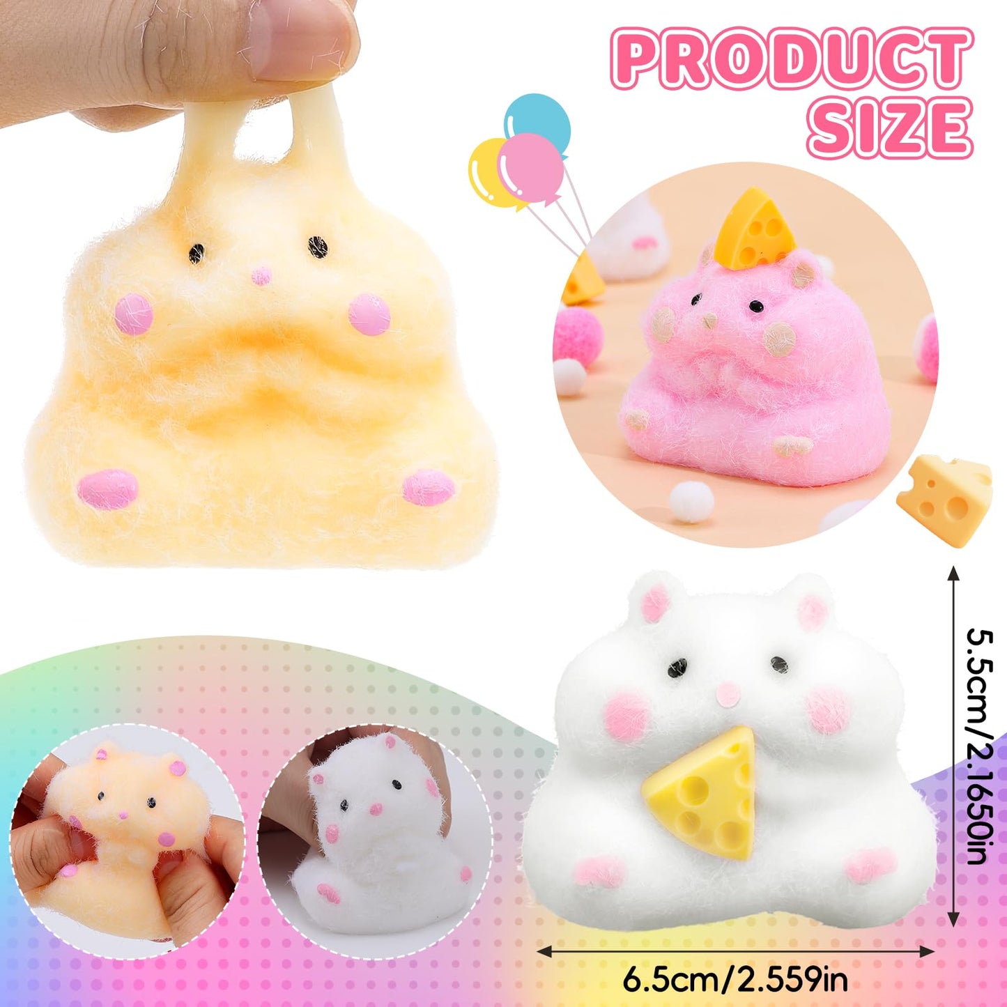 BESNEL 4pcs Taba Squishy Hamster Toys – Soft Fidget Hamsters for Stress Relief and Focus