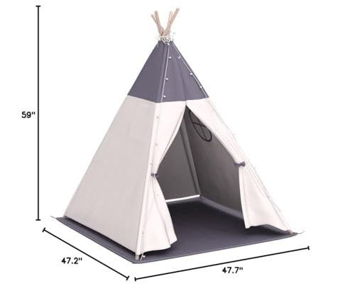 besrey Teepee Tent for Kids with Light & Cotton Floor Mat | Indoor Playhouse
