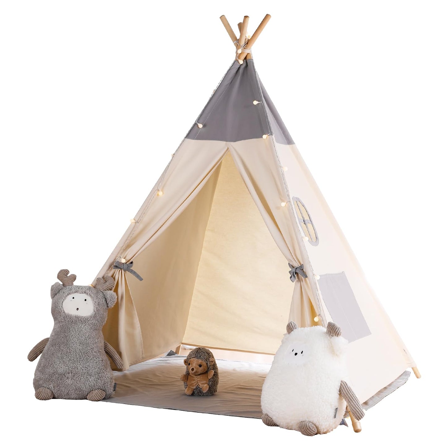 besrey Teepee Tent for Kids with Light & Cotton Floor Mat | Indoor Playhouse