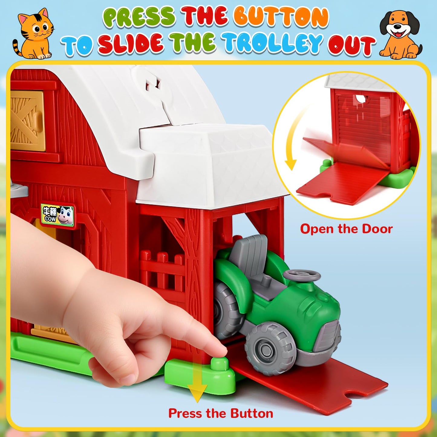 Bessome 15-Piece Upgraded Farm Barn Playset – Montessori Toddler Toys (18 Months+)
