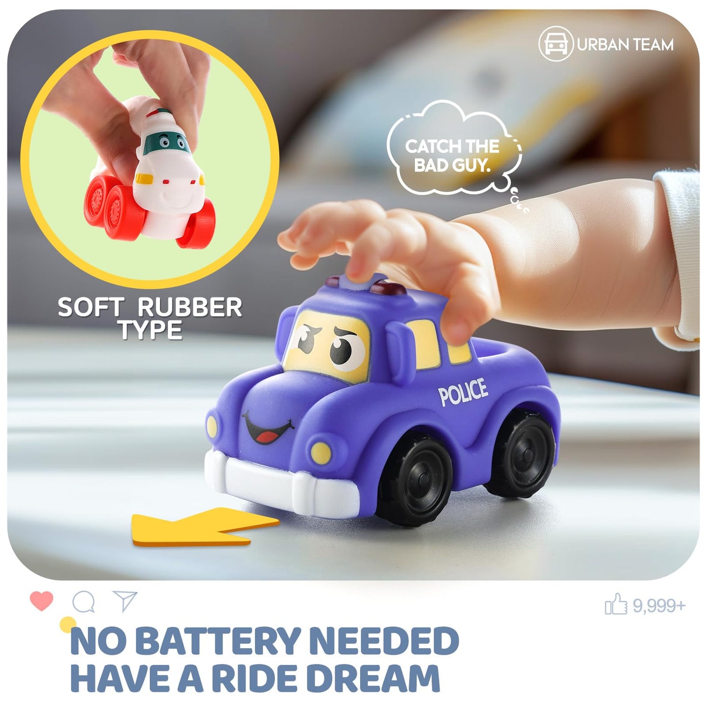 bessome Soft Rubber Cars with Playmat – 12-Piece Baby Toys (12–36 Mo)