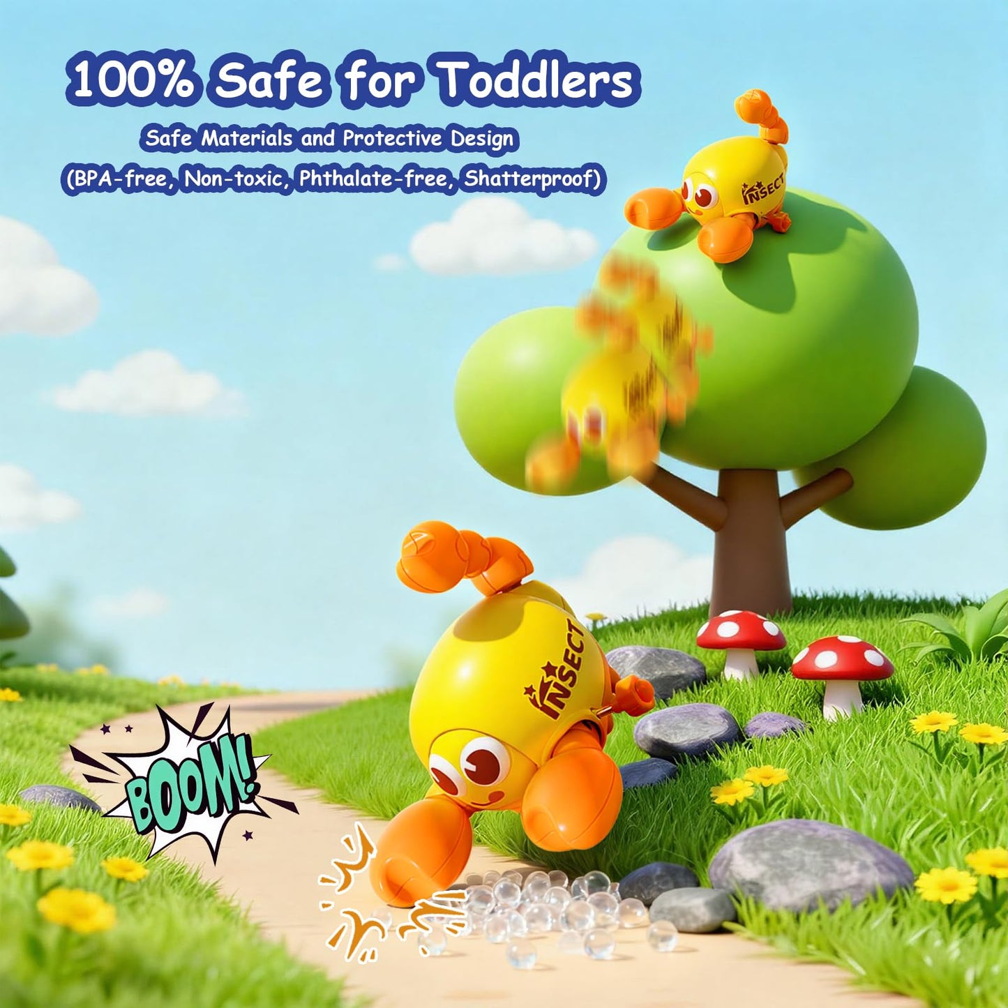 Bessome Wind-Up Crawling Baby Toys Set | Montessori-Inspired Push & Go Animals for 18 Months+
