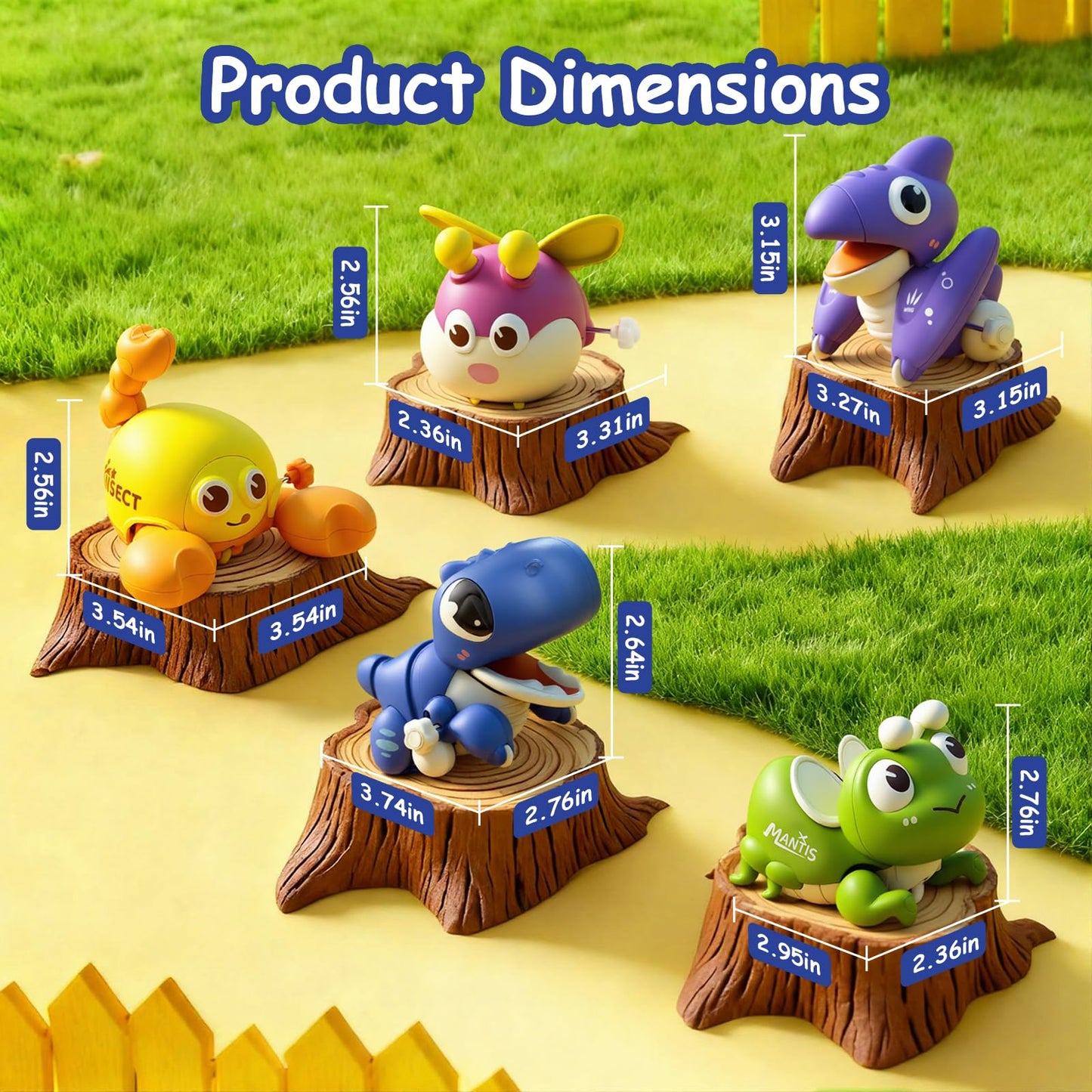 Bessome Wind-Up Crawling Baby Toys Set | Montessori-Inspired Push & Go Animals for 18 Months+