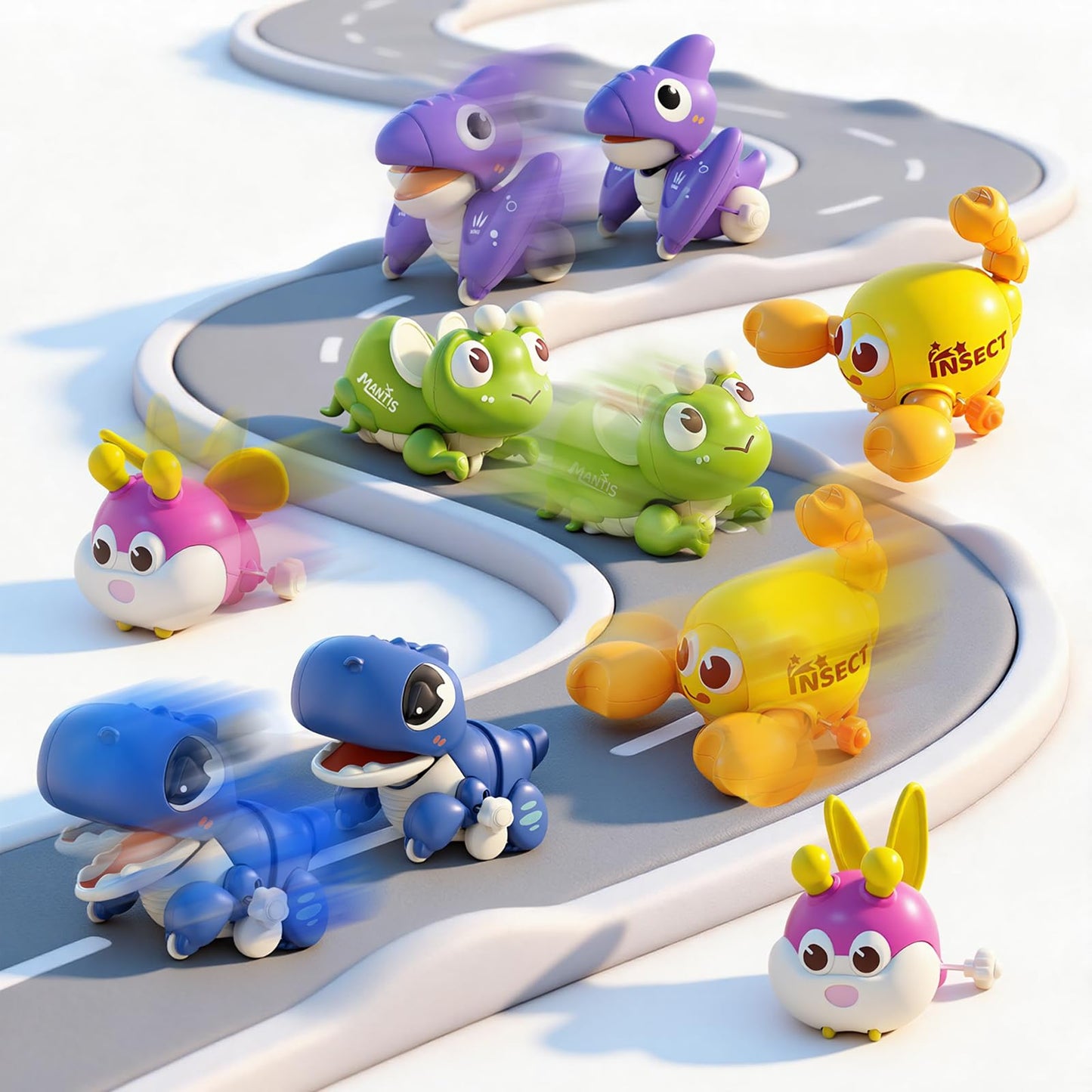 Bessome Wind-Up Crawling Baby Toys Set | Montessori-Inspired Push & Go Animals for 18 Months+