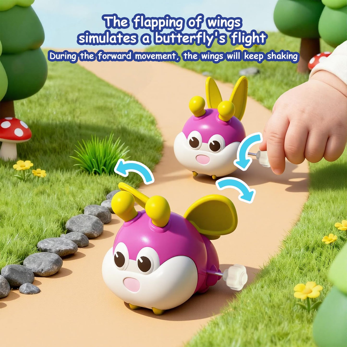 Bessome Wind-Up Crawling Baby Toys Set | Montessori-Inspired Push & Go Animals for 18 Months+