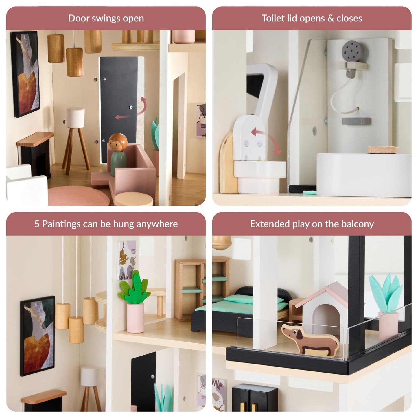 Best Choice Products Wooden Doll House with 40 Accessories — 3-Story Modern Playset (28 x 12 x 27 in)
