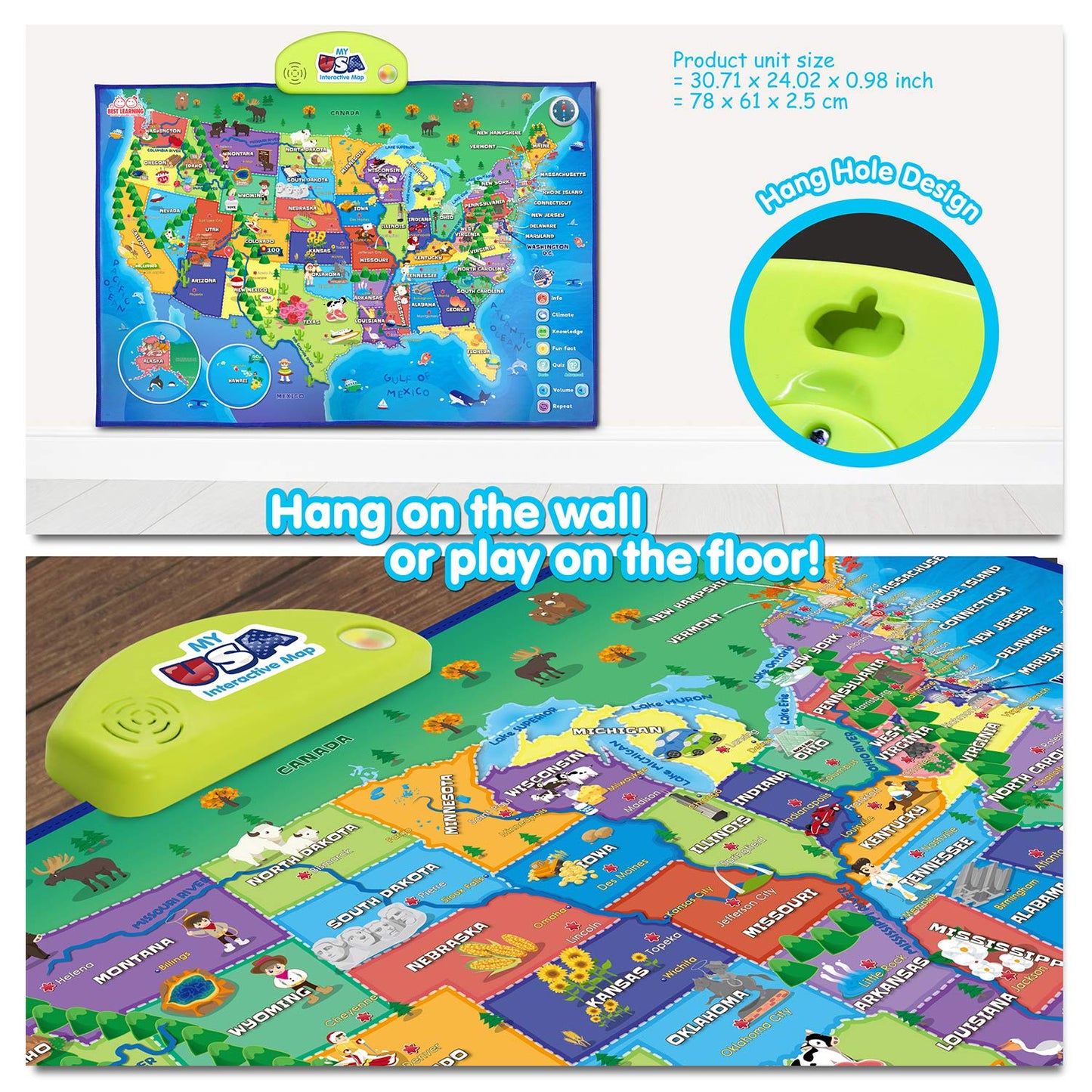 Best Learning i-Poster My USA: Interactive Talking US Map for Kids 5–12