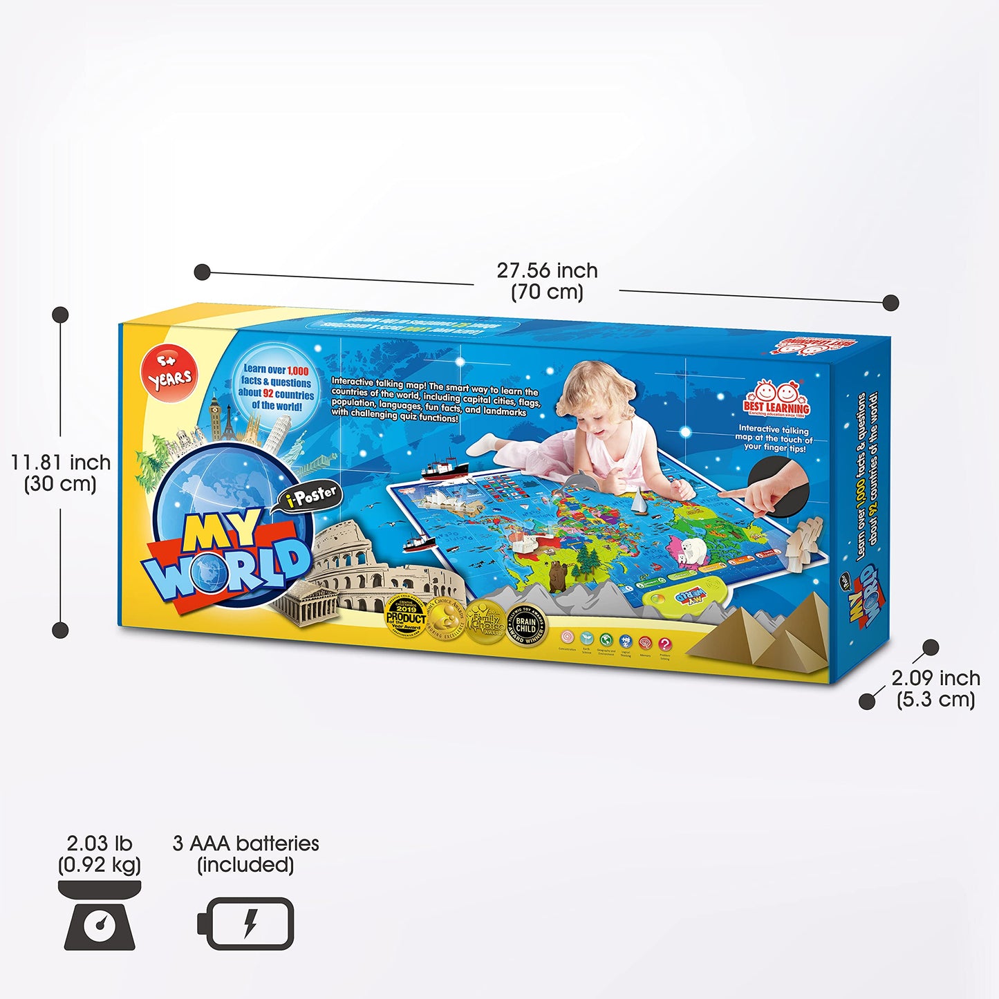 BEST LEARNING i-Poster My World – Interactive Talking World Map for Kids Aged 5-12 to Learn Countries, Flags & Fun Facts