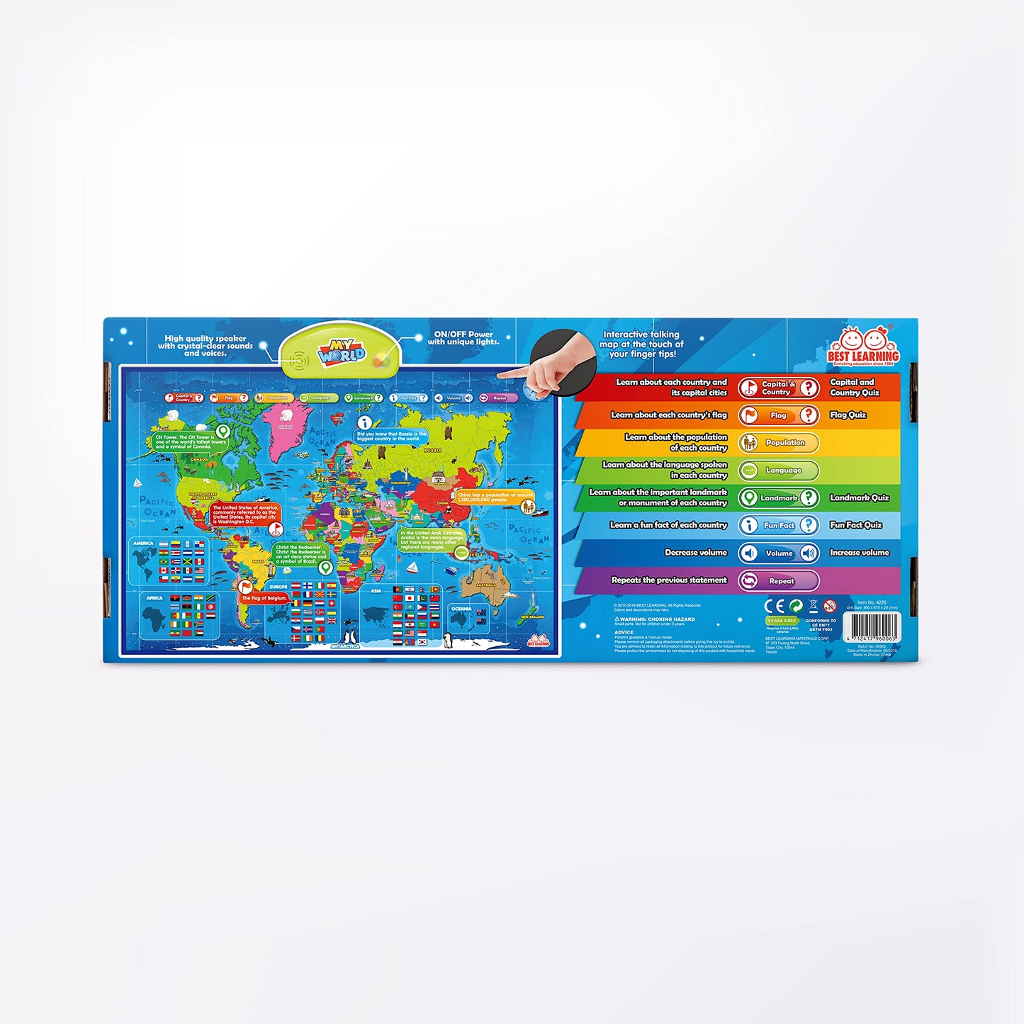 BEST LEARNING i-Poster My World – Interactive Talking World Map for Kids Aged 5-12 to Learn Countries, Flags & Fun Facts