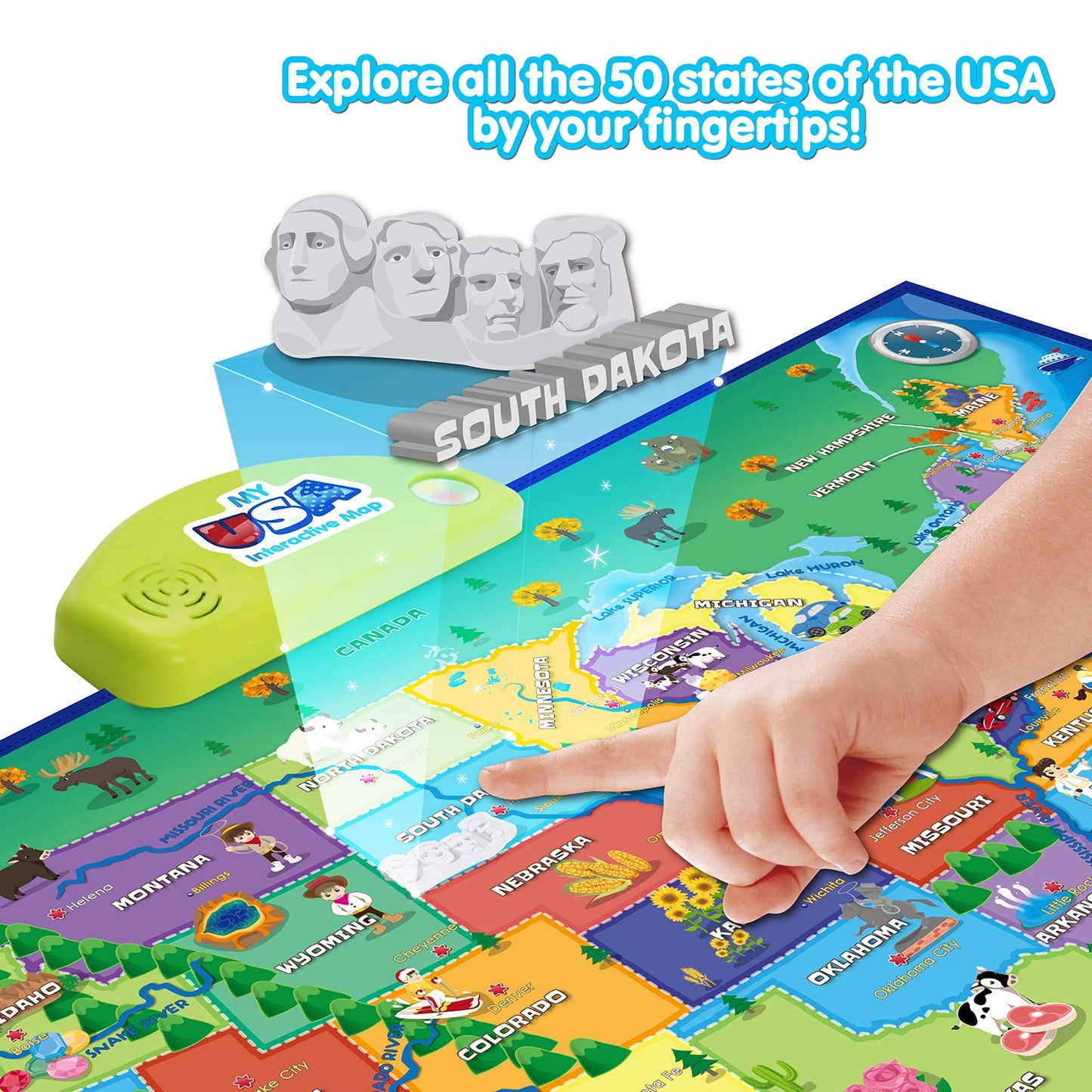 Best Learning i-Poster My USA: Interactive Talking US Map for Kids 5–12