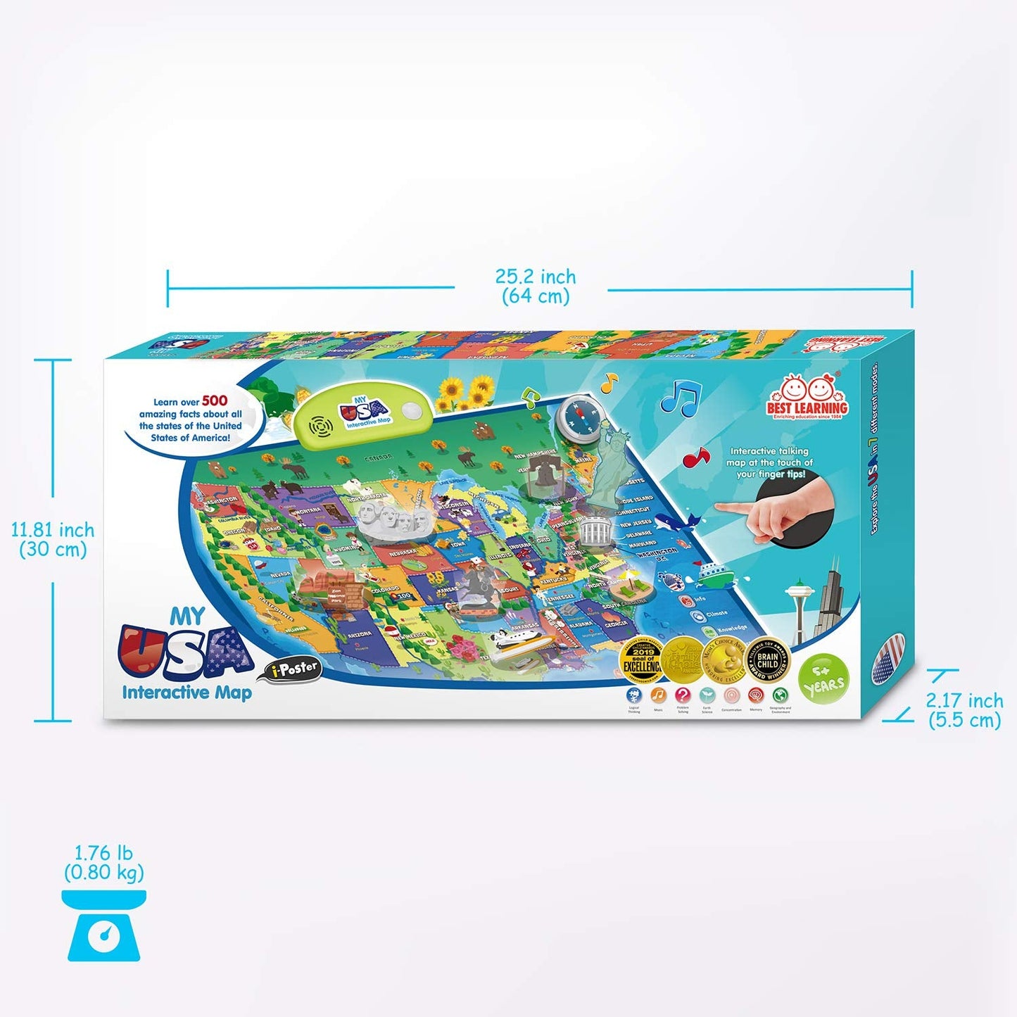 Best Learning i-Poster My USA: Interactive Talking US Map for Kids 5–12