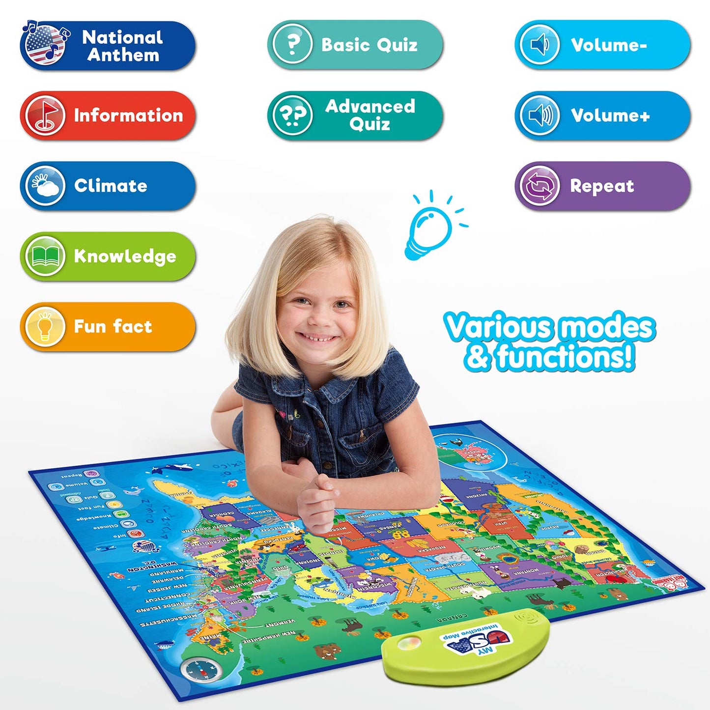 Best Learning i-Poster My USA: Interactive Talking US Map for Kids 5–12