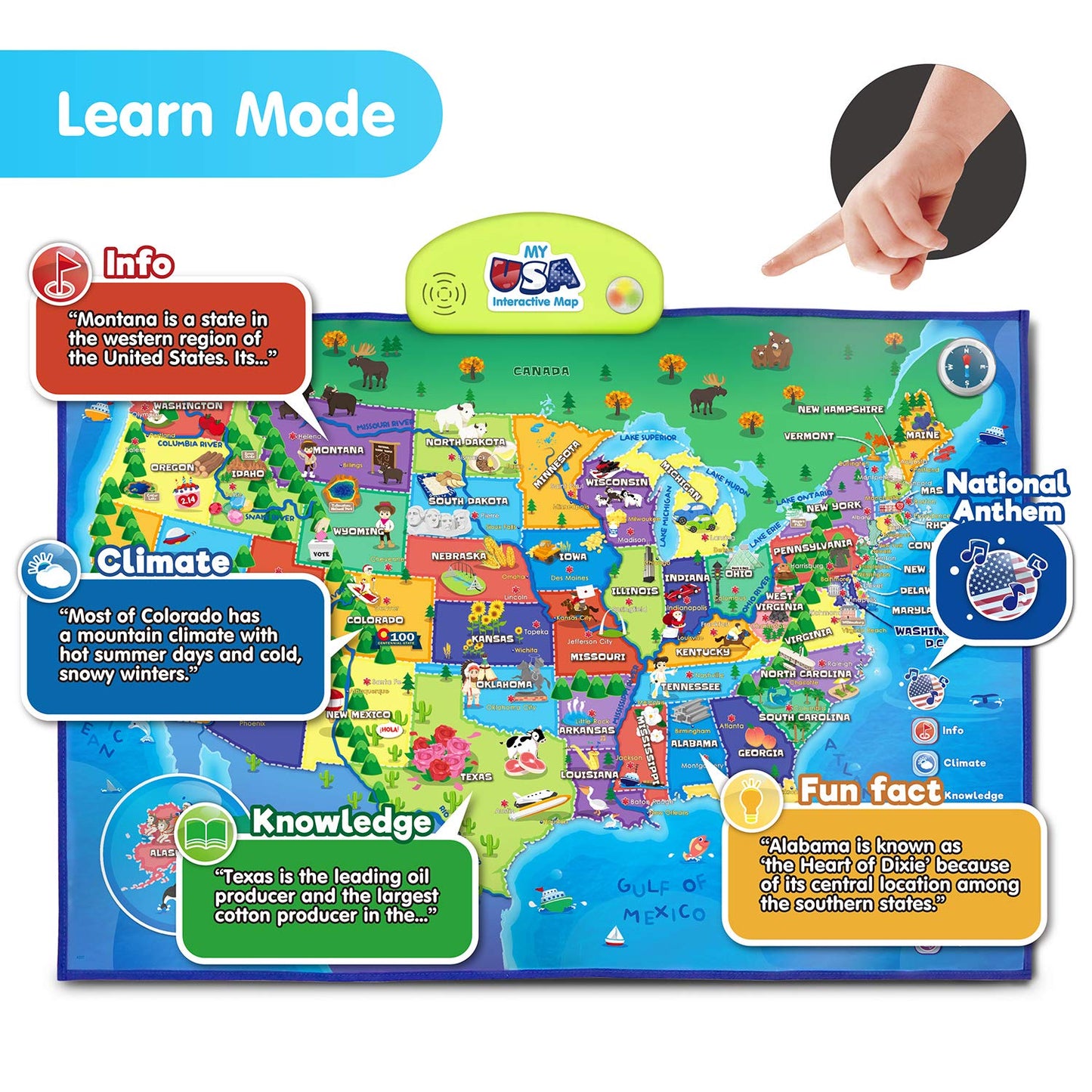 Best Learning i-Poster My USA: Interactive Talking US Map for Kids 5–12