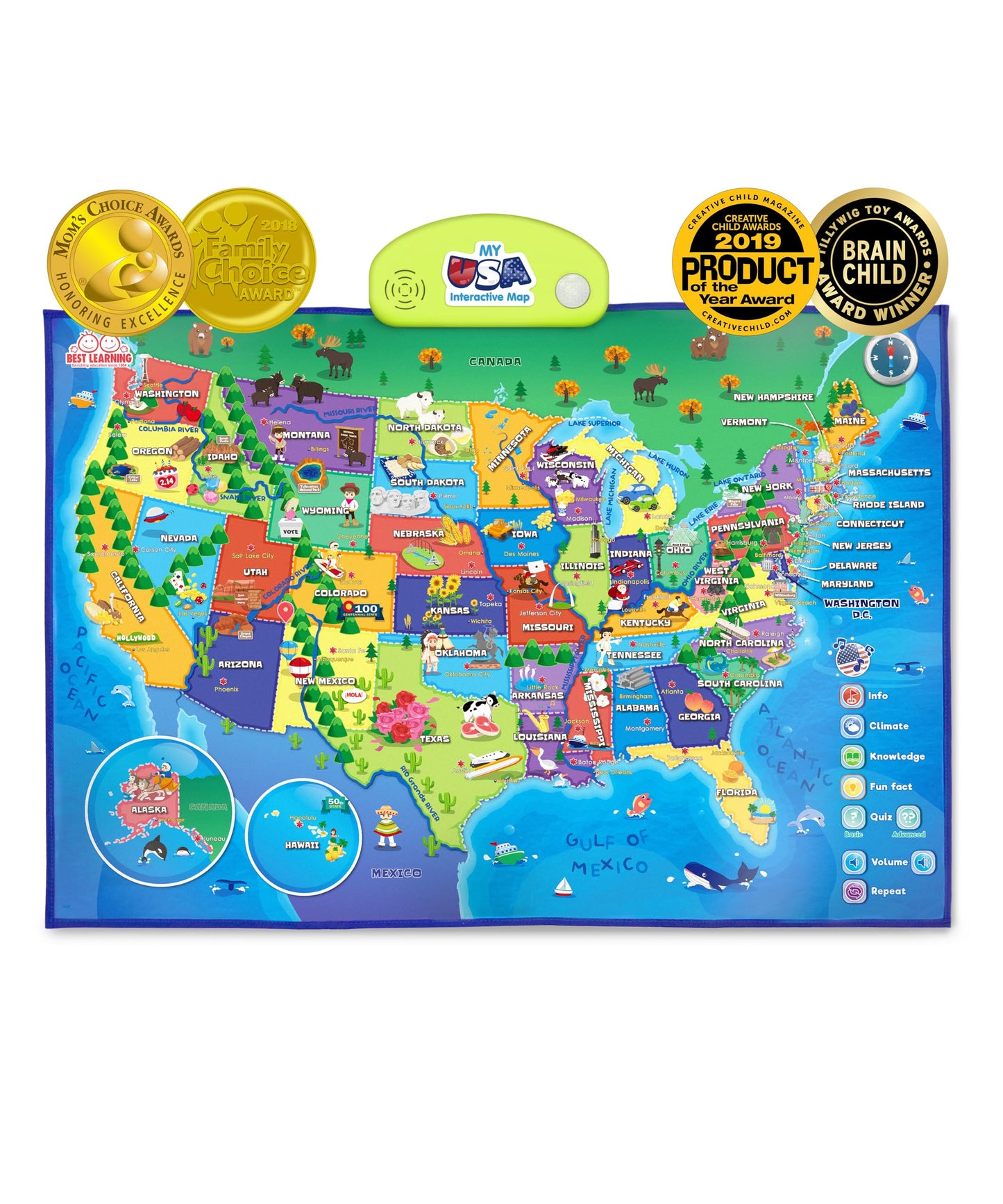Best Learning i-Poster My USA: Interactive Talking US Map for Kids 5–12