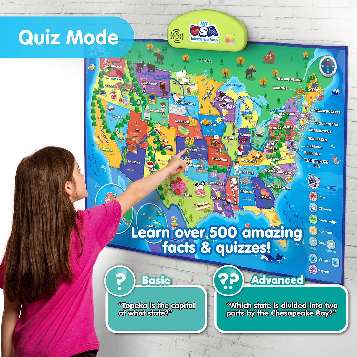 Best Learning i-Poster My USA: Interactive Talking US Map for Kids 5–12