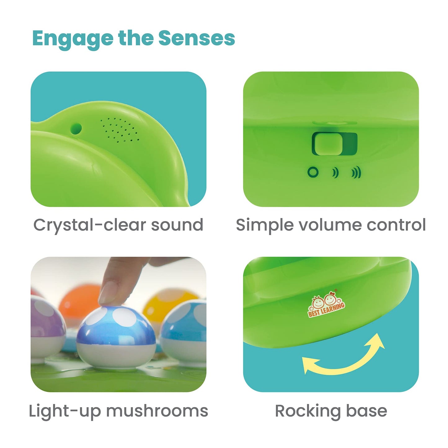 BEST LEARNING Mushroom Garden - Interactive Light-Up Toy for 1–3 Year Olds | Colors, Numbers & Music