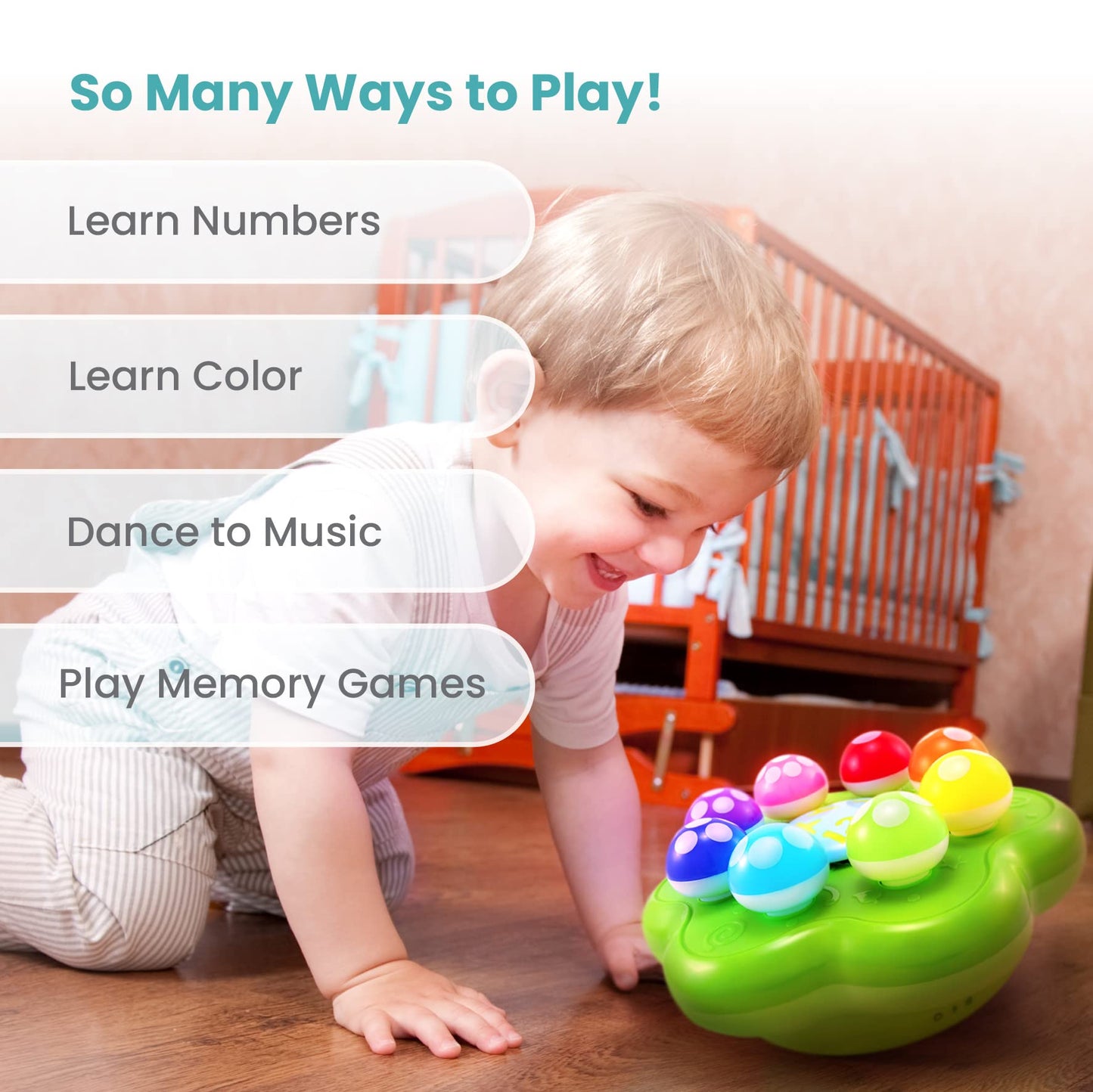 BEST LEARNING Mushroom Garden - Interactive Light-Up Toy for 1–3 Year Olds | Colors, Numbers & Music