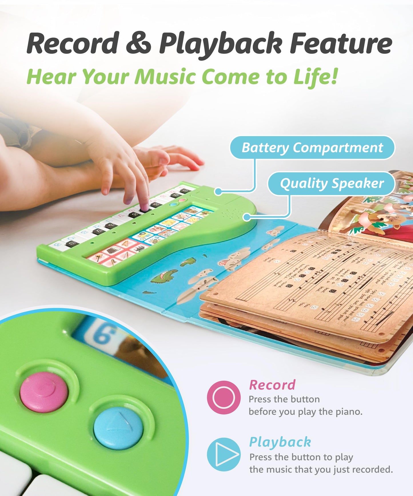 BEST LEARNING My First Piano Book – Interactive Musical Toy for Toddlers Aged 3-5