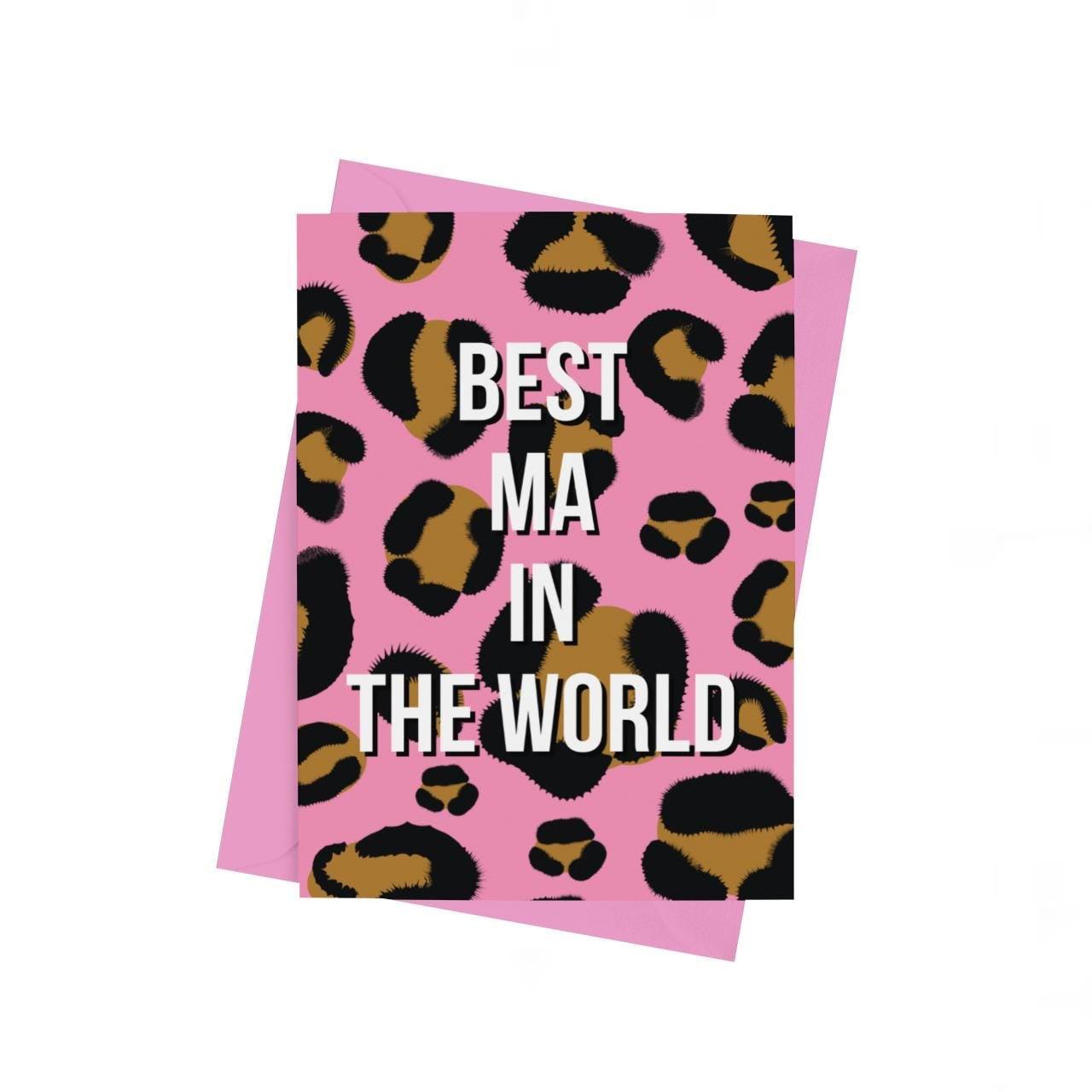 Best Ma In The World Leopard Print Card