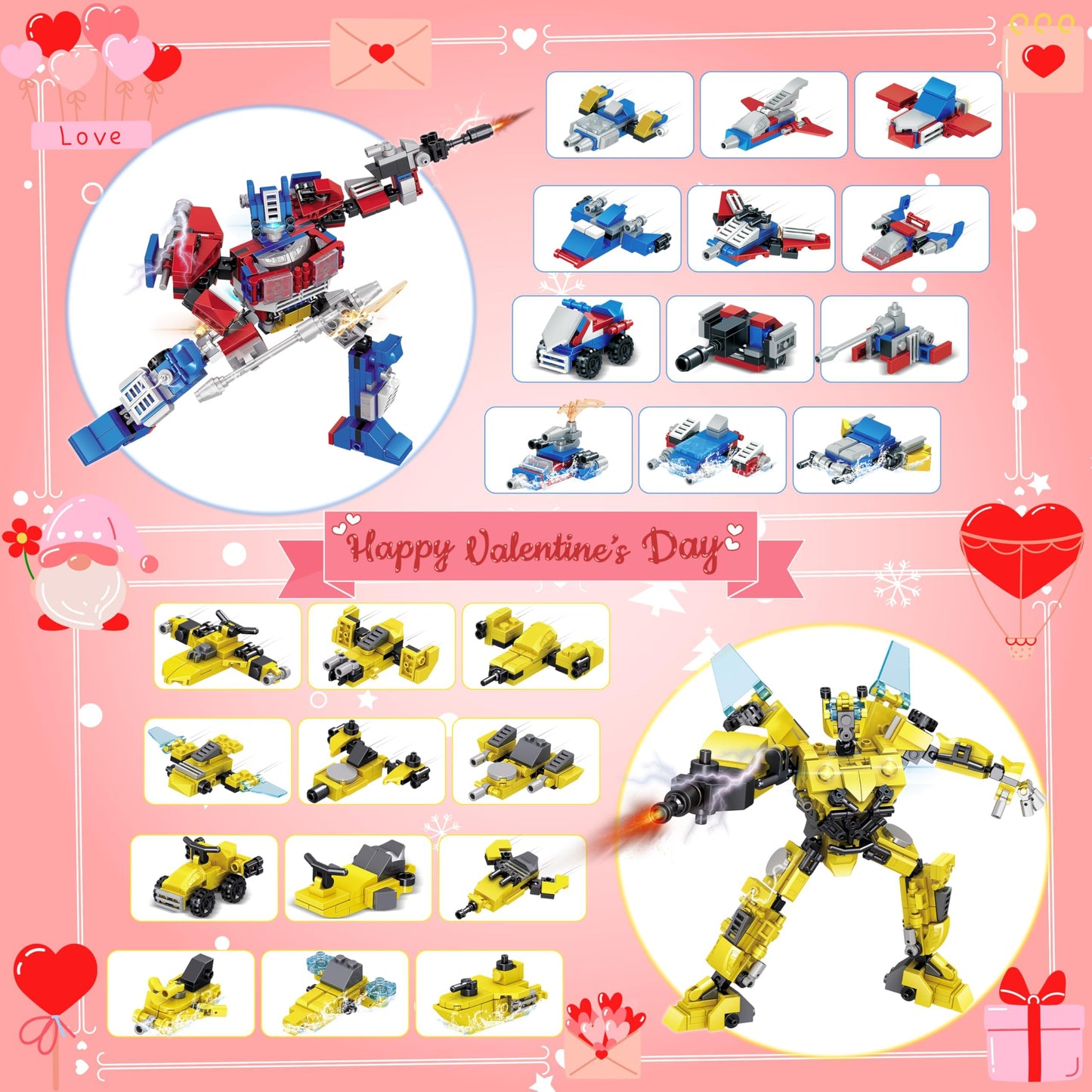 Bestbase 24-Pack Transform Robot Building Blocks – 24 Fun Valentines Day Gifts for Kids