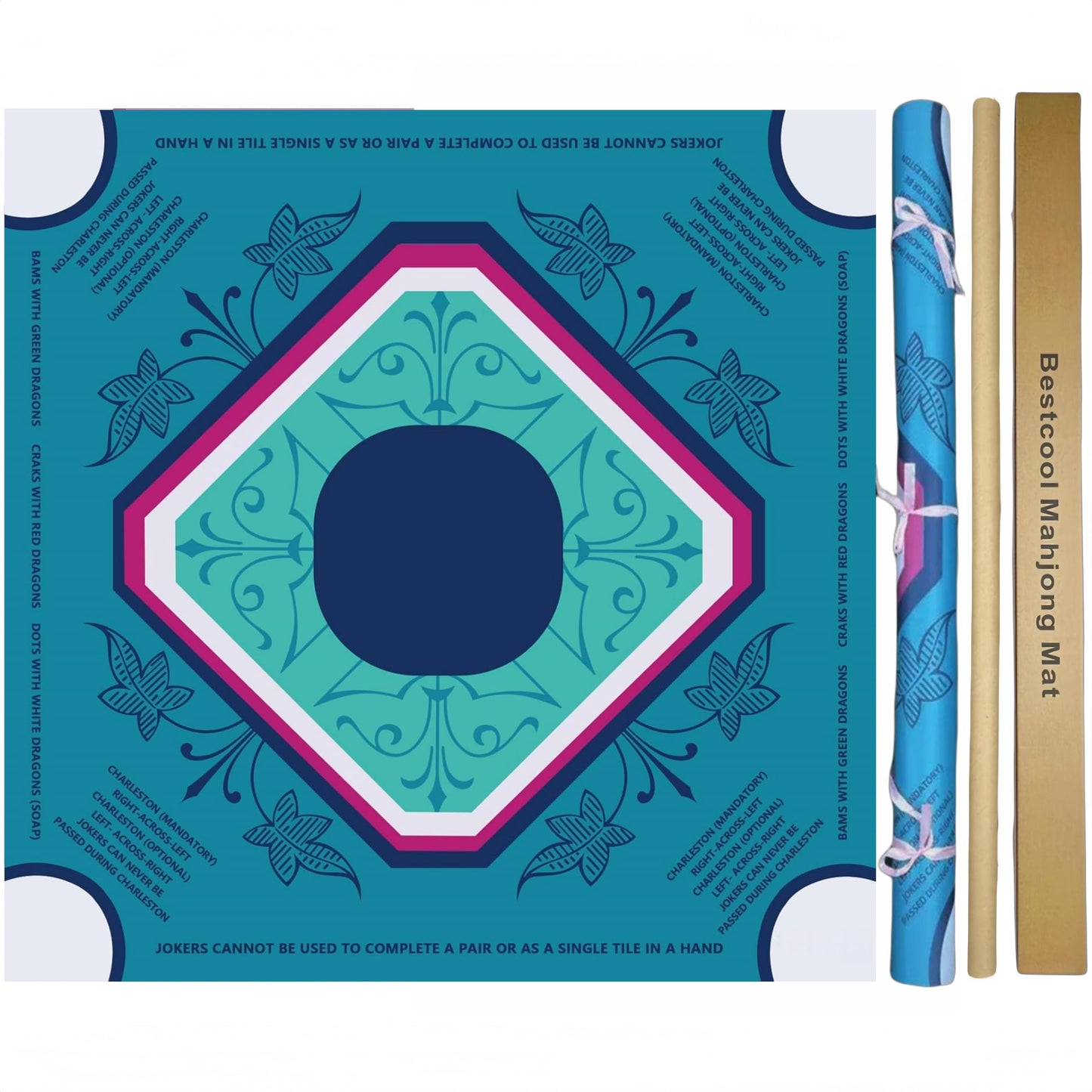 bestcool 2025 Neoprene Mahjong Mat with Rules – Odorless, PAH-Free, Anti-Slip & Noise-Reducing