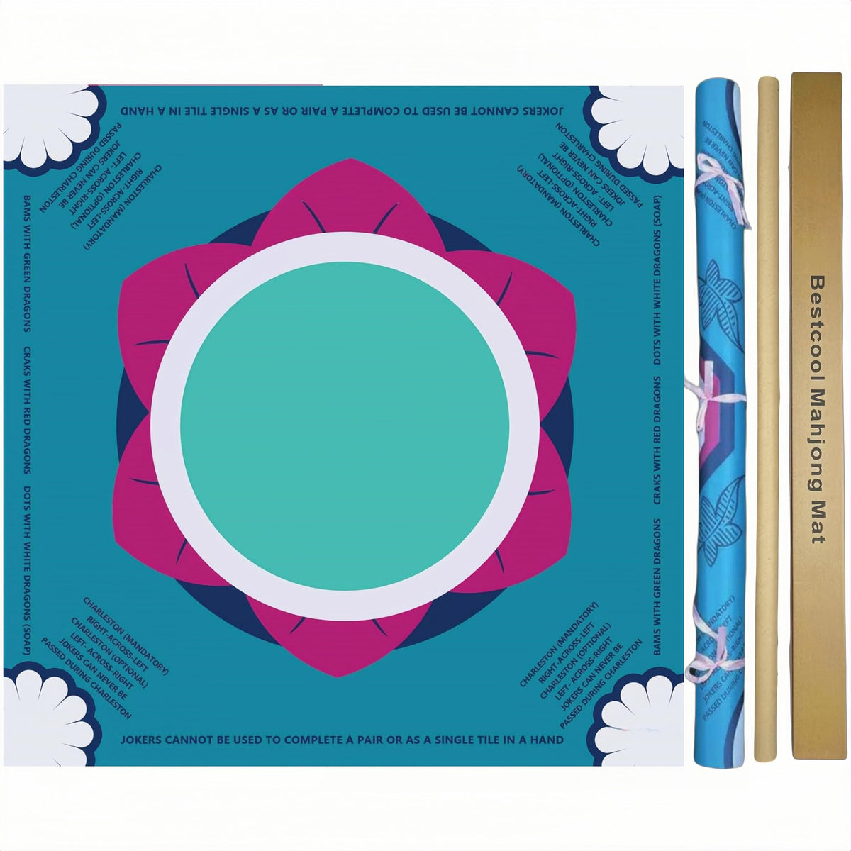 BestCool 2025 Neoprene Mahjong Mat with Rules | Odorless, PAH-Free, Anti-Slip & Noise-Reducing