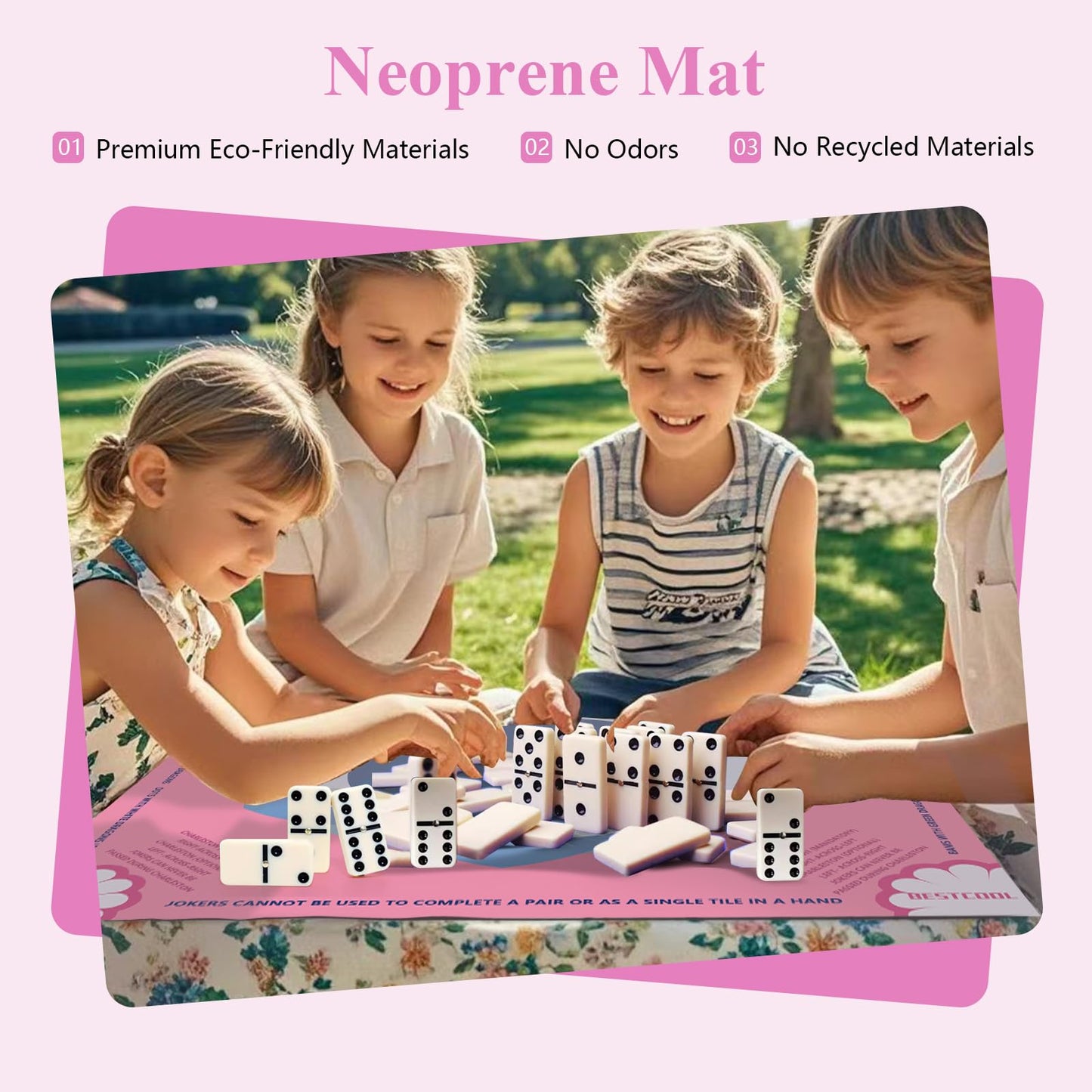 bestcool 2025 Neoprene Mahjong Mat with Rules – Odorless, PAH-Free, Anti-Slip & Noise-Reducing