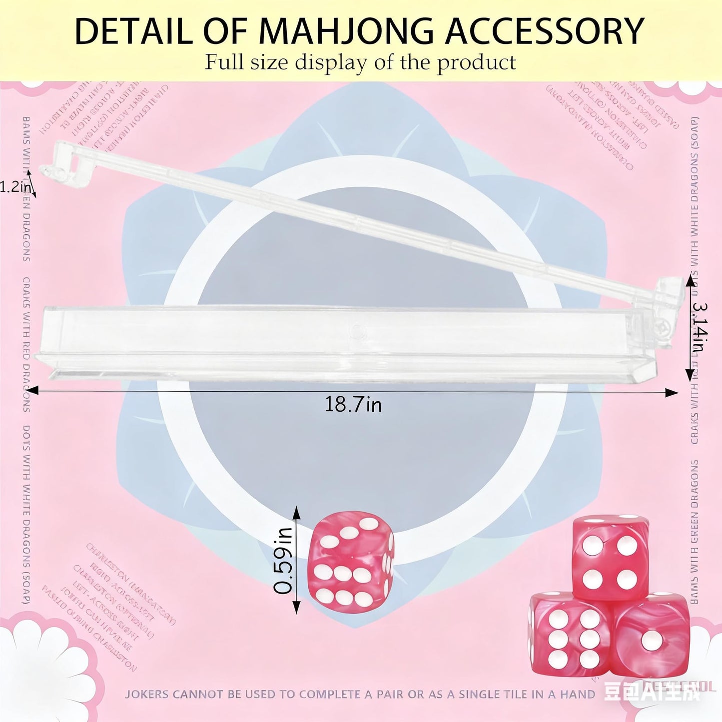 bestcool Mahjong Racks with Pushers – 4-Pack with Dice for Women | Transparent-Pink