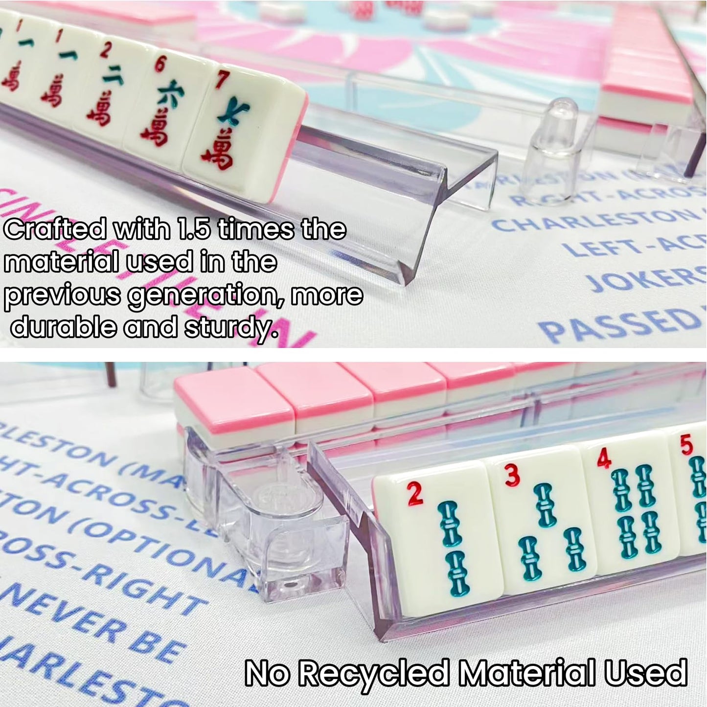 bestcool Mahjong Racks with Pushers – 4-Pack with Dice for Women | Transparent-Pink