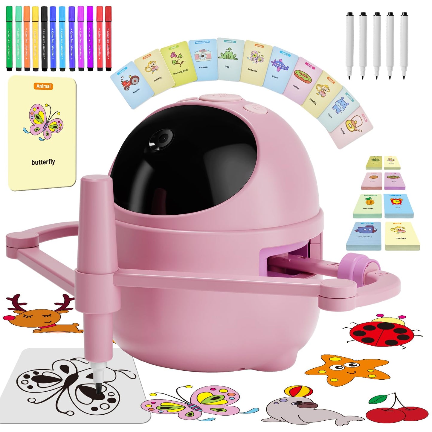 BESTECCT Drawing Robot for Kids – 150 Learning Cards, Card Scan & Step-by-Step Drawing