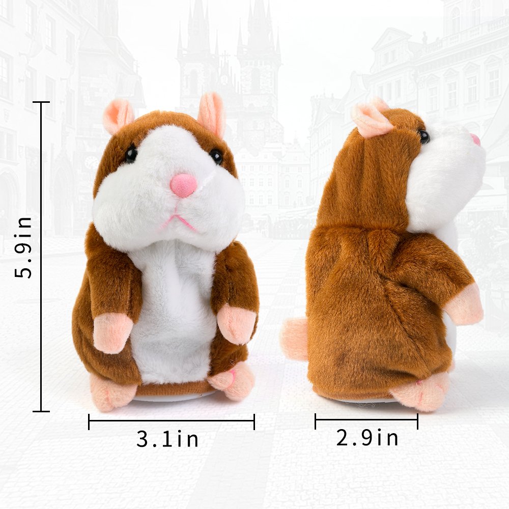 BestLand Plush Interactive Talking Hamster – Repeats What You Say, 5.7 x 3 in