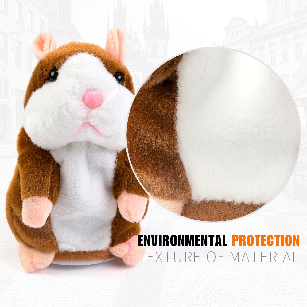 BestLand Plush Interactive Talking Hamster – Repeats What You Say, 5.7 x 3 in