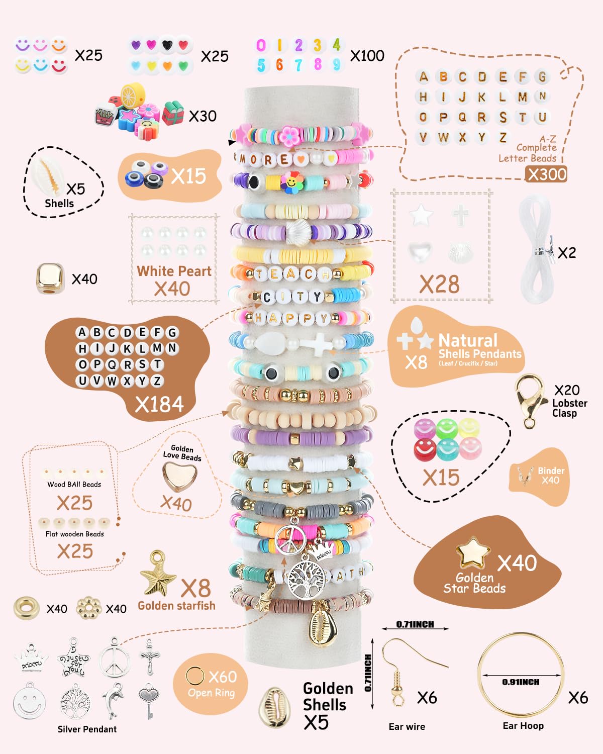 BestNow Bracelet Making Kit – 48 Colors, 7200 Beads, 3 Boxes | Charms & Strings