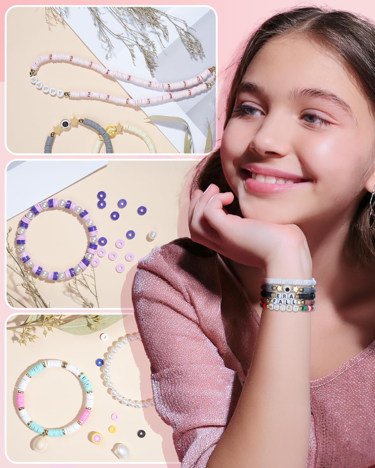 BestNow Clay Beads Bracelet Kit for Beginners – 4500 Beads, 500+ Charms, 3 Letter Bead Styles