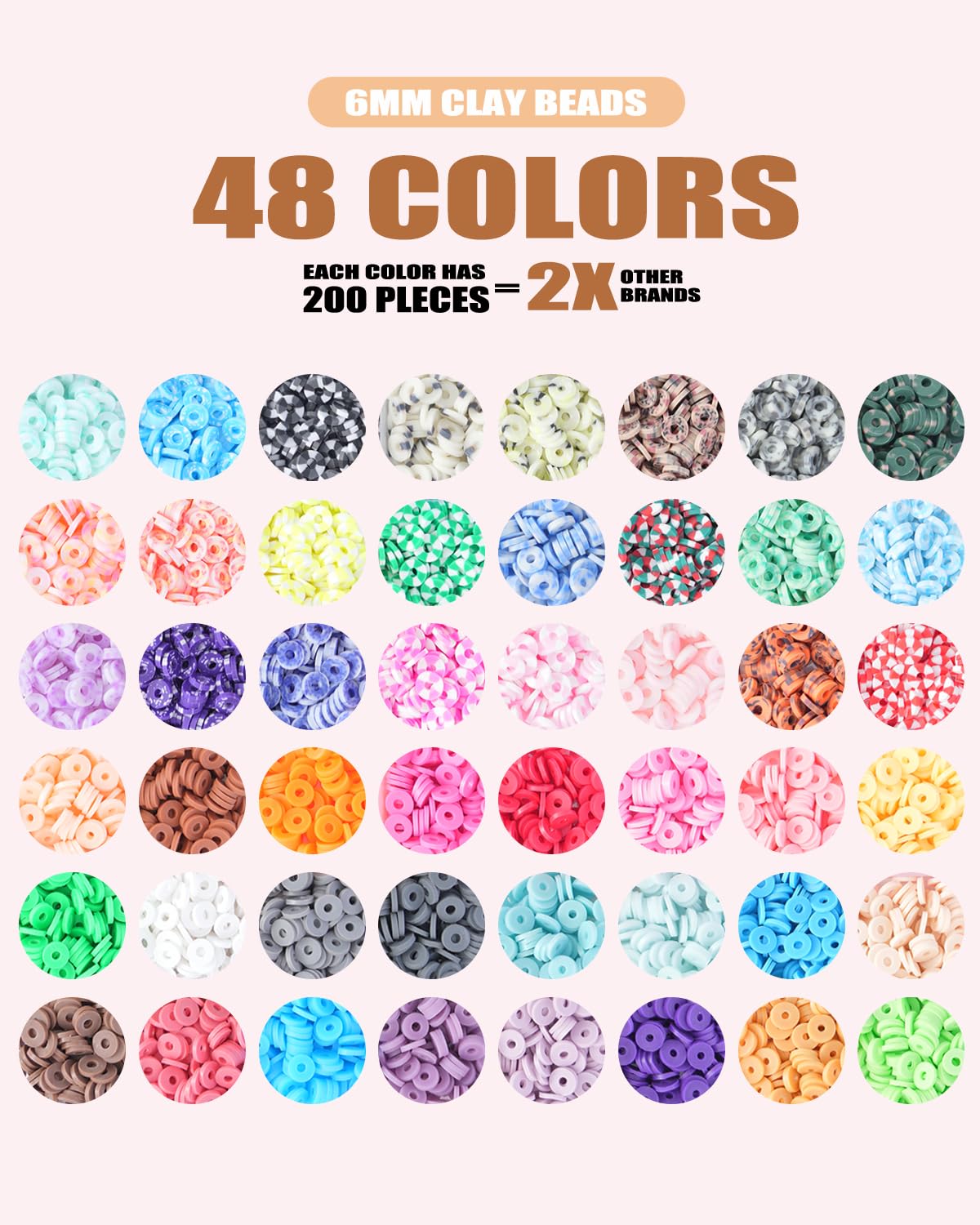 BestNow Bracelet Making Kit – 48 Colors, 7200 Beads, 3 Boxes | Charms & Strings