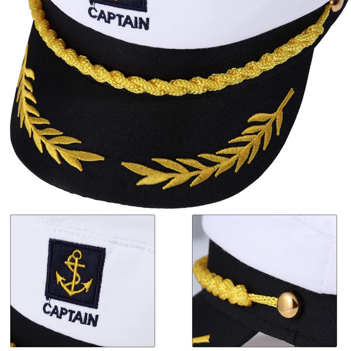 BESTOYARD Captain Yacht Hat – Adjustable Sailor Cap for Men, Women & Kids | White