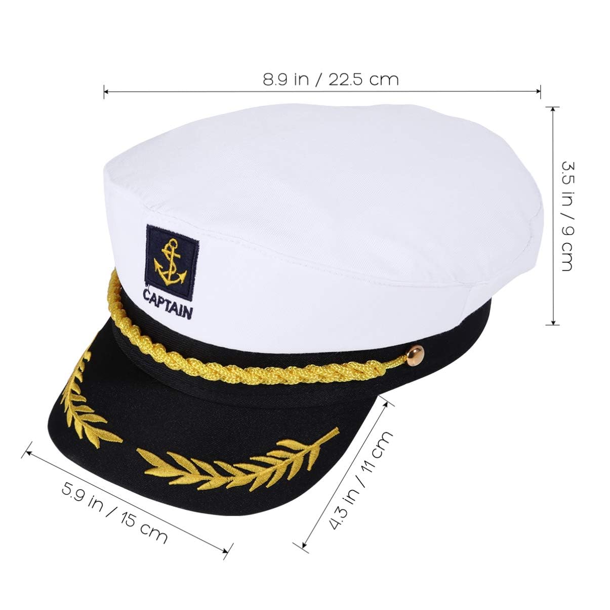 BESTOYARD Captain Yacht Hat – Adjustable Sailor Cap for Men, Women & Kids | White