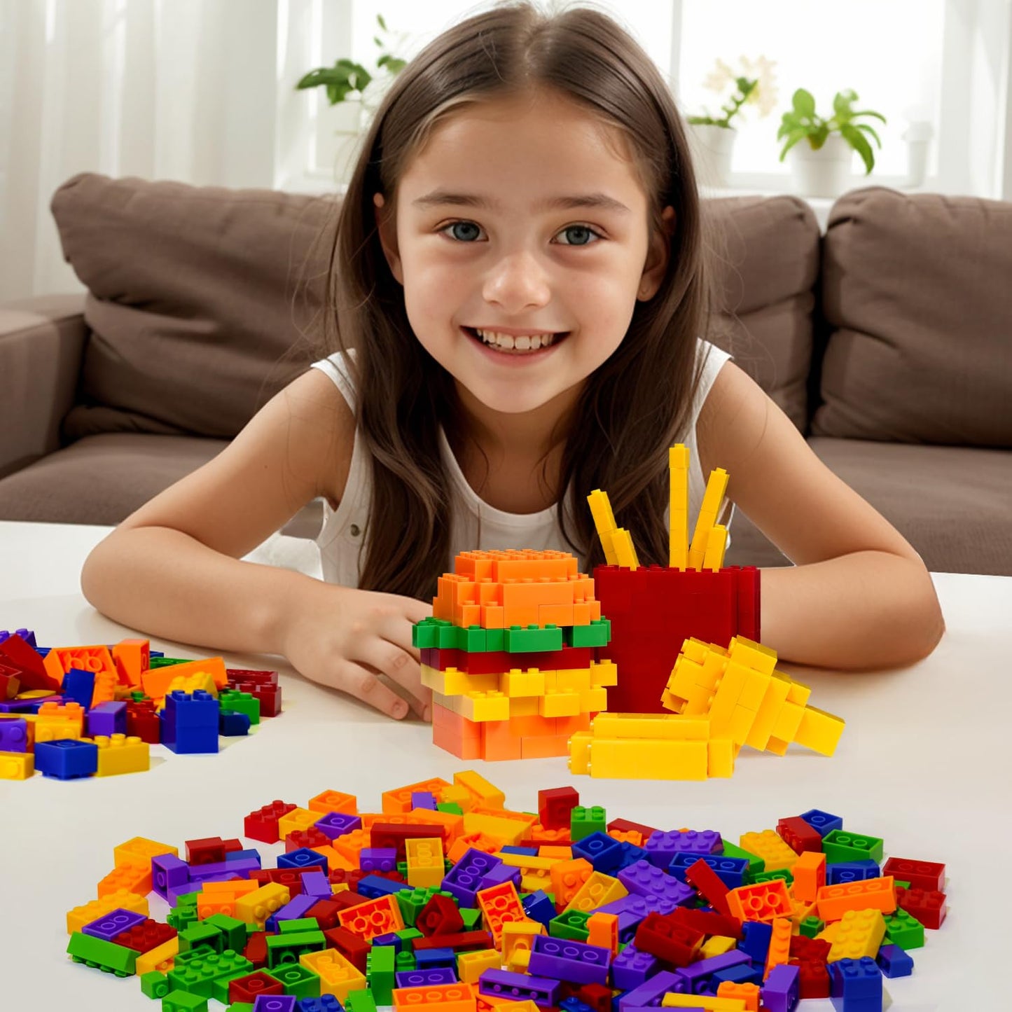 Bestoyz Building Bricks 1000 Pieces in Rainbow Colors – Educational Blocks for Kids Aged 4+