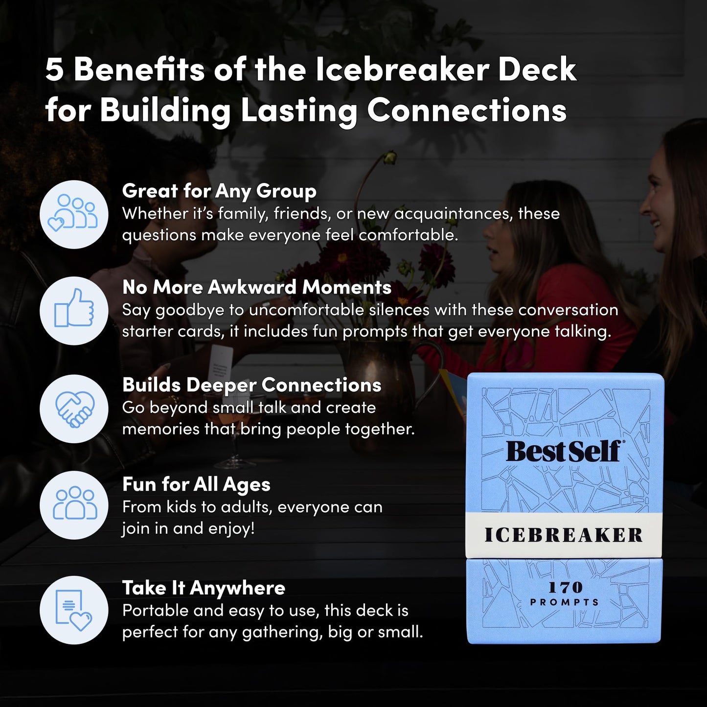 BestSelf Icebreaker Card Deck – 170 Prompts for Real Connections