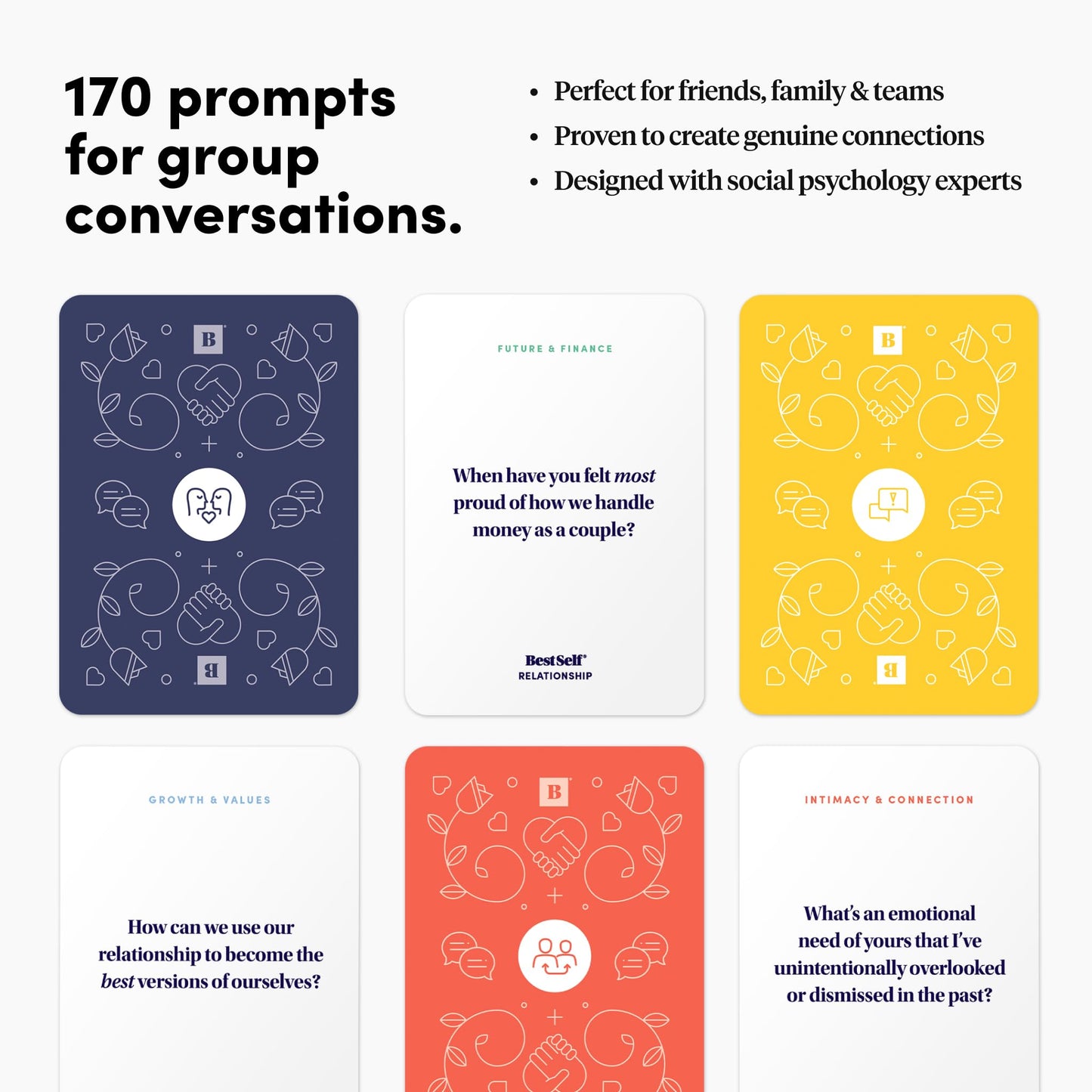 BestSelf Relationship Deck 170 Prompts - Couples Card Game for Adults | Romantic Gift