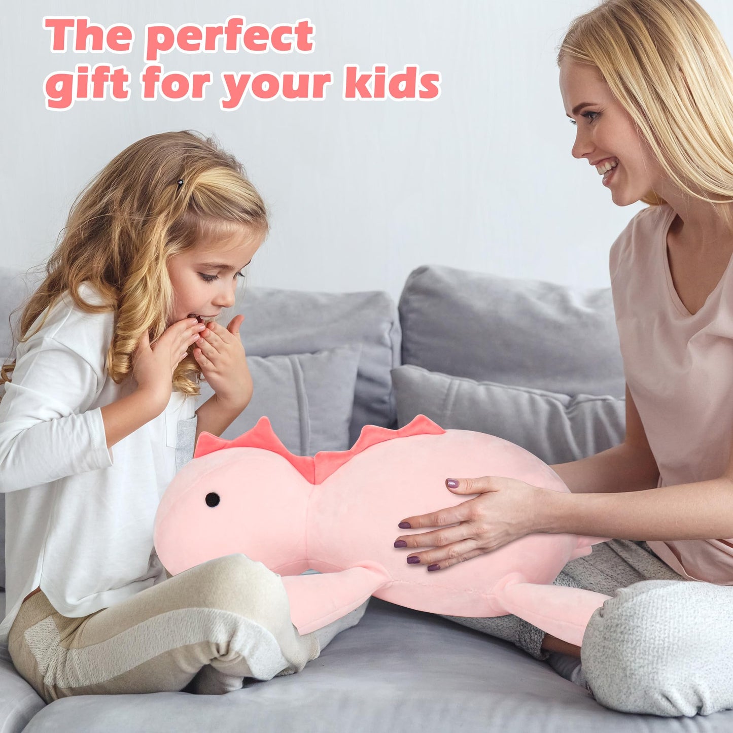 BESTVIVE 3.5lb Weighted Pink Dinosaur Plush 24in – Cozy Comfort Toy
