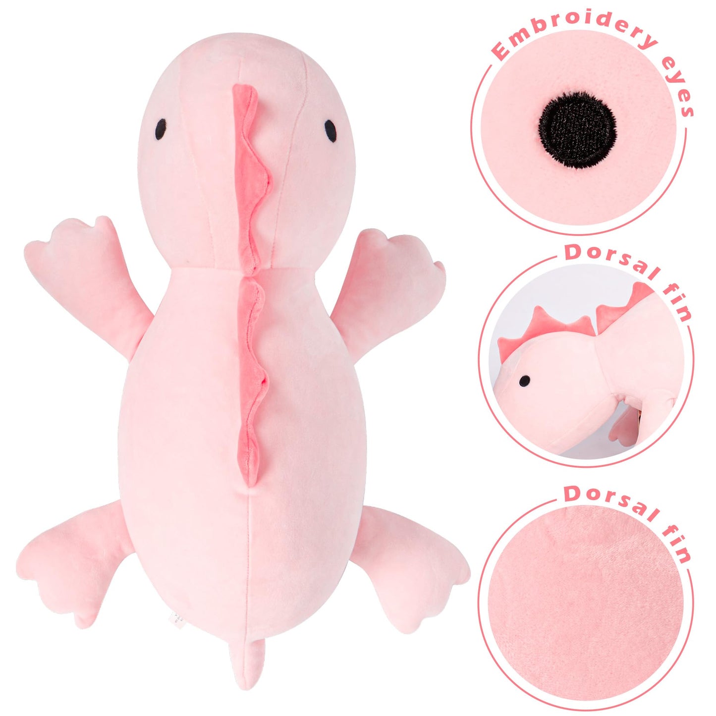 BESTVIVE 3.5lb Weighted Pink Dinosaur Plush 24in – Cozy Comfort Toy