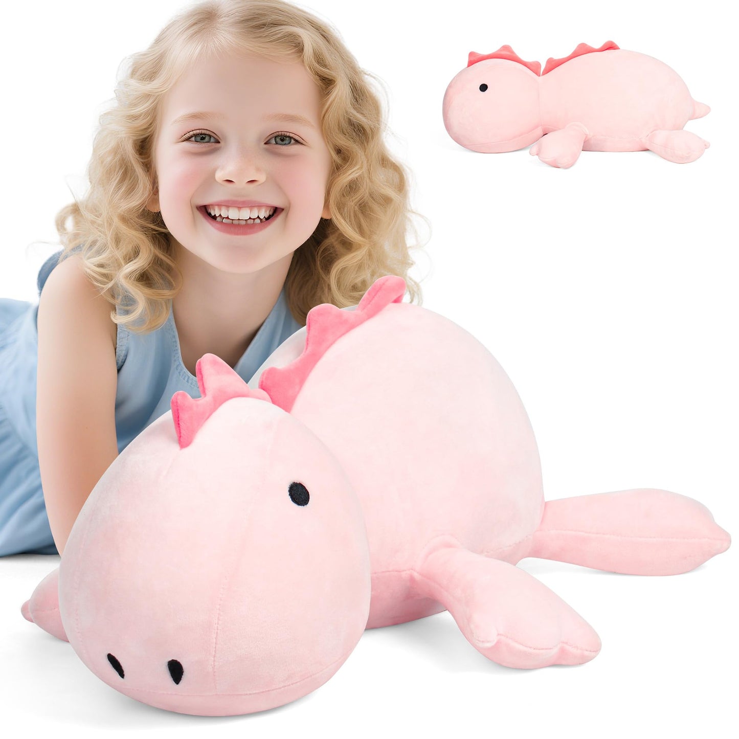 BESTVIVE 3.5lb Weighted Pink Dinosaur Plush 24in – Cozy Comfort Toy